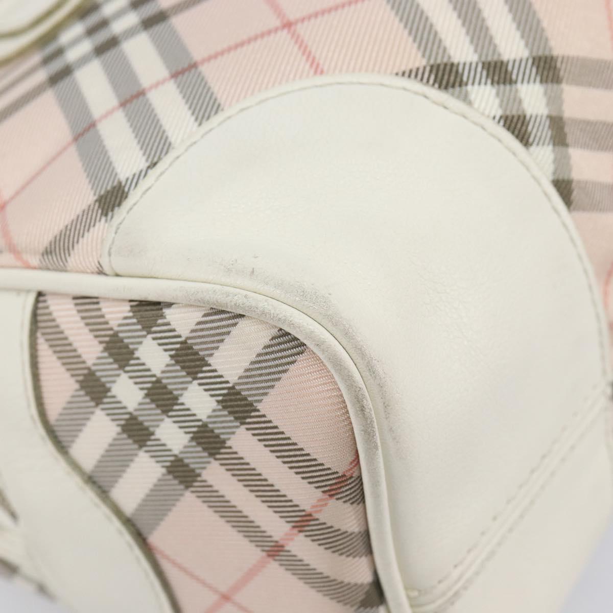 BURBERRY Nova Check Blue Label Hand Bag Canvas Pink Silver Auth 209874