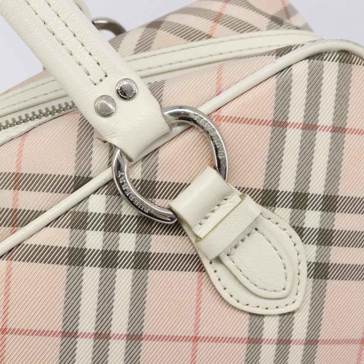 BURBERRY Nova Check Blue Label Hand Bag Canvas Pink Silver Auth 209874