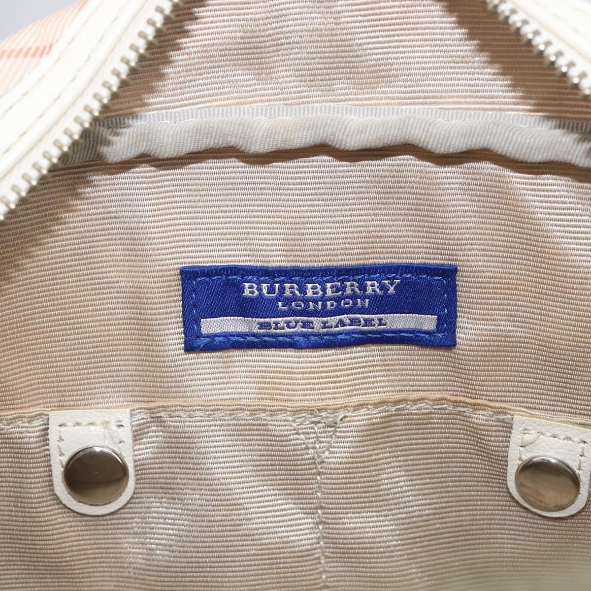 BURBERRY Nova Check Blue Label Hand Bag Canvas Pink Silver Auth 209874