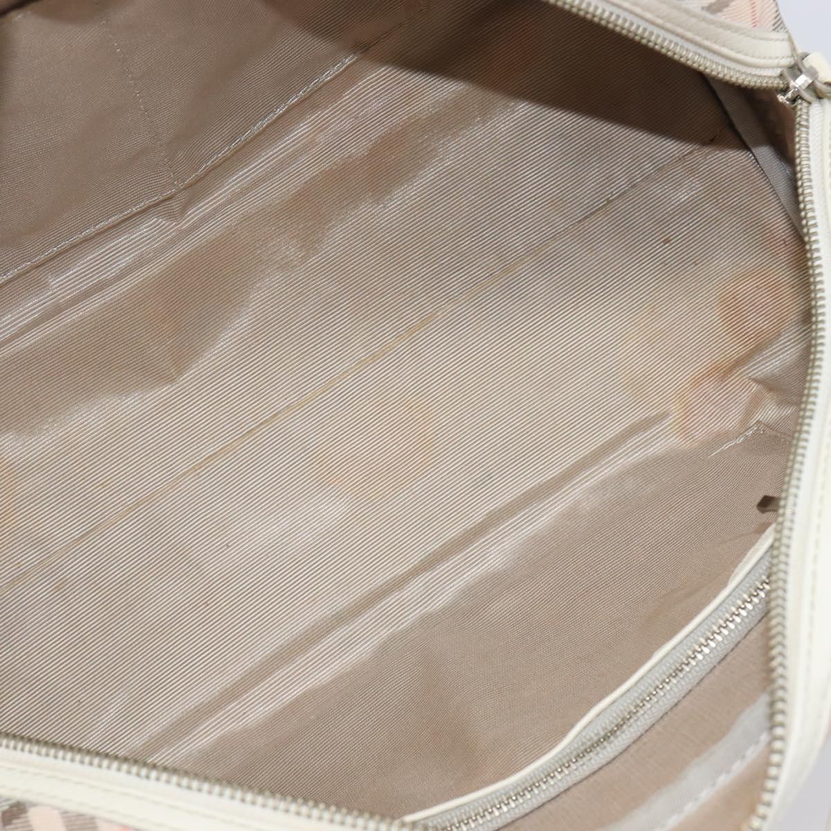 BURBERRY Nova Check Blue Label Hand Bag Canvas Pink Silver Auth 209874