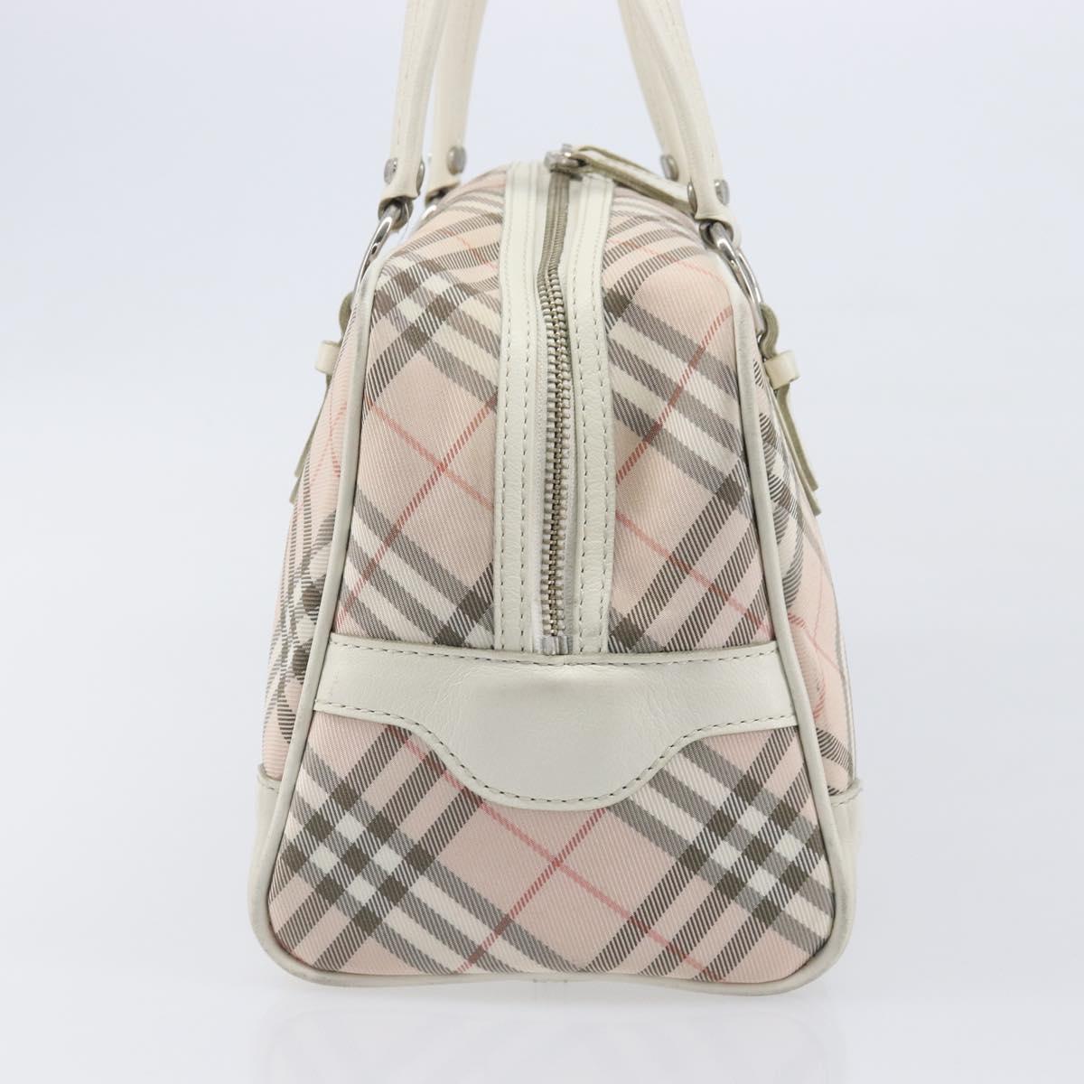 BURBERRY Nova Check Blue Label Hand Bag Canvas Pink Silver Auth 209874