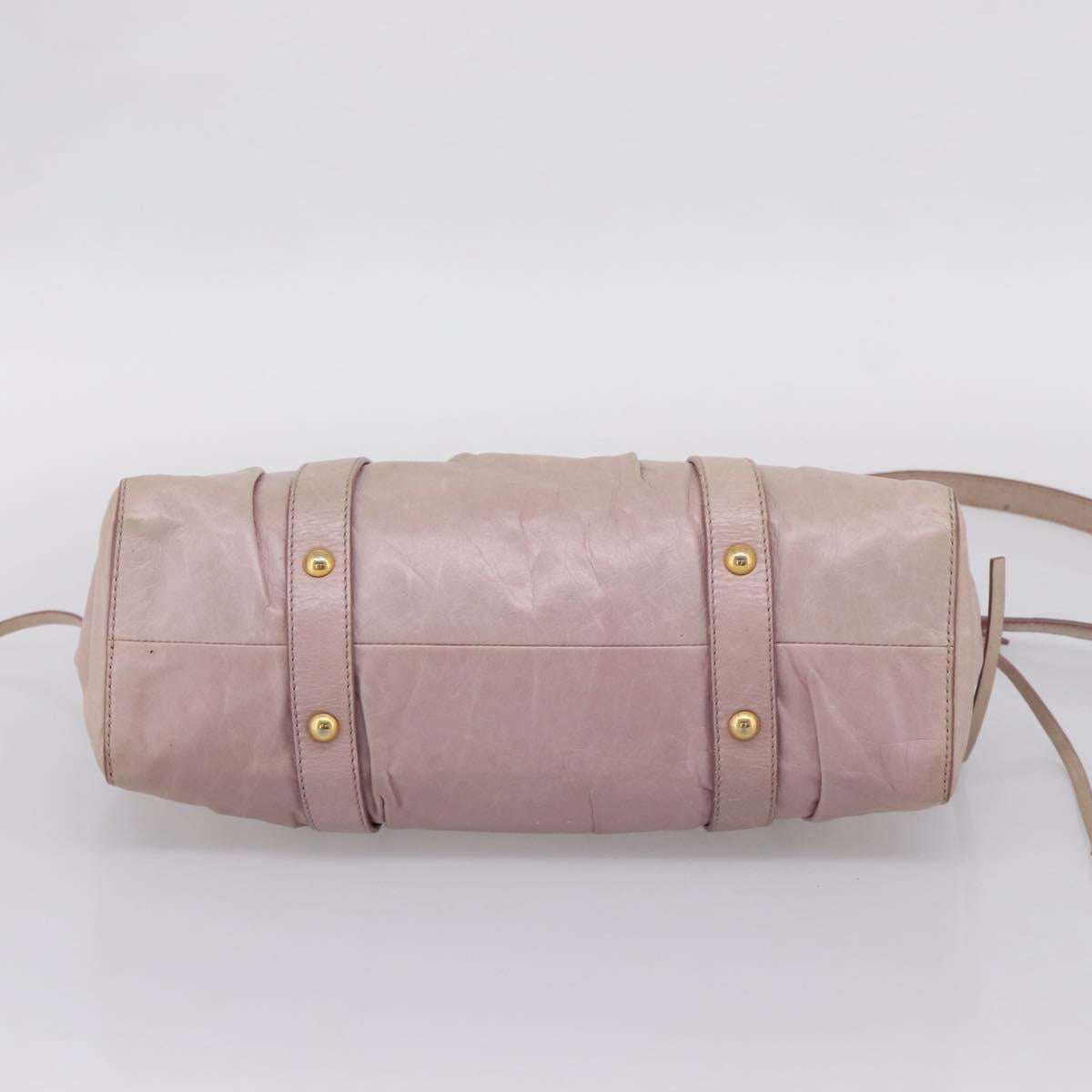 Miu Miu Hand Bag Vitellolux 2way Pink Gold Auth 209875V