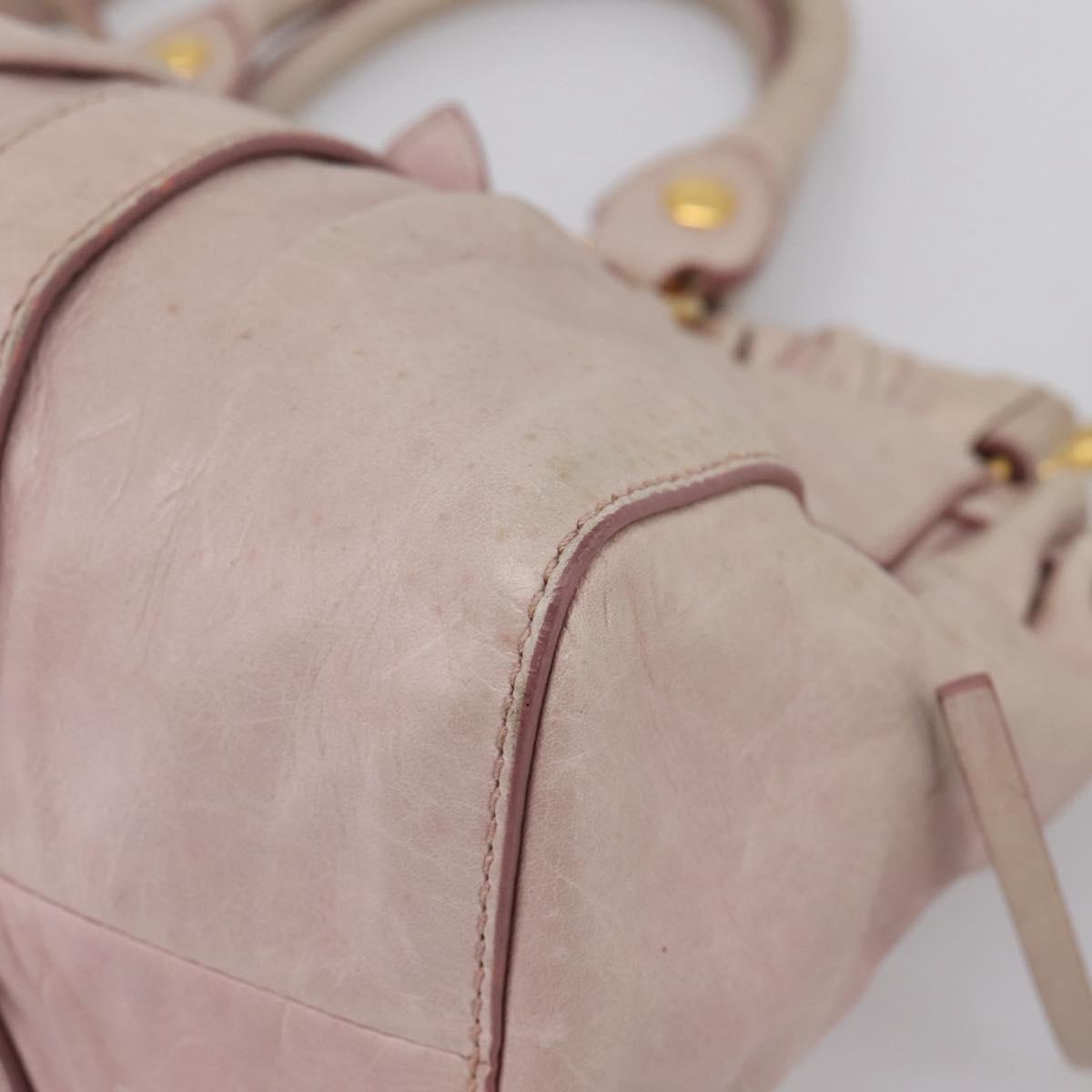 Miu Miu Hand Bag Vitellolux 2way Pink Gold Auth 209875V