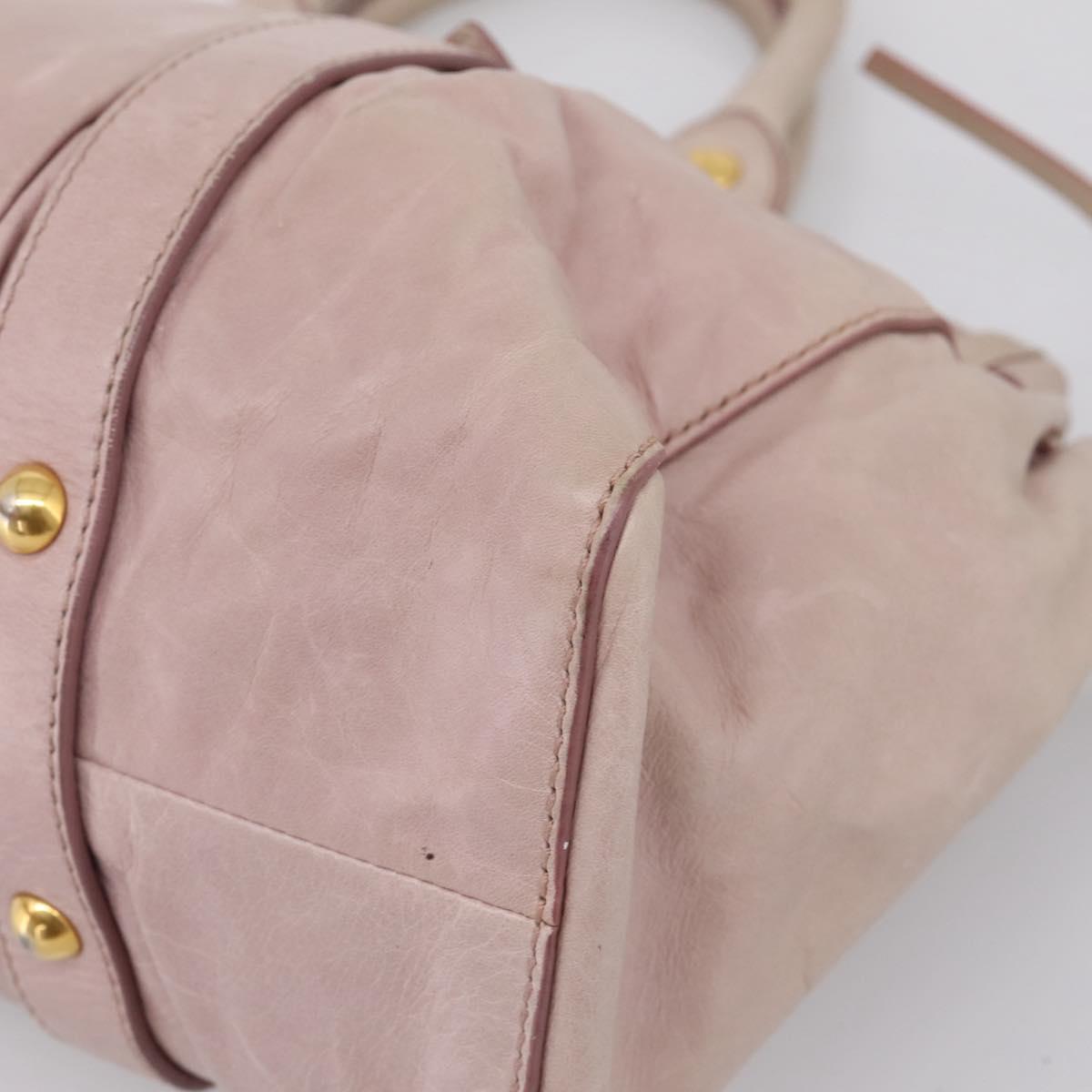 Miu Miu Hand Bag Vitellolux 2way Pink Gold Auth 209875V