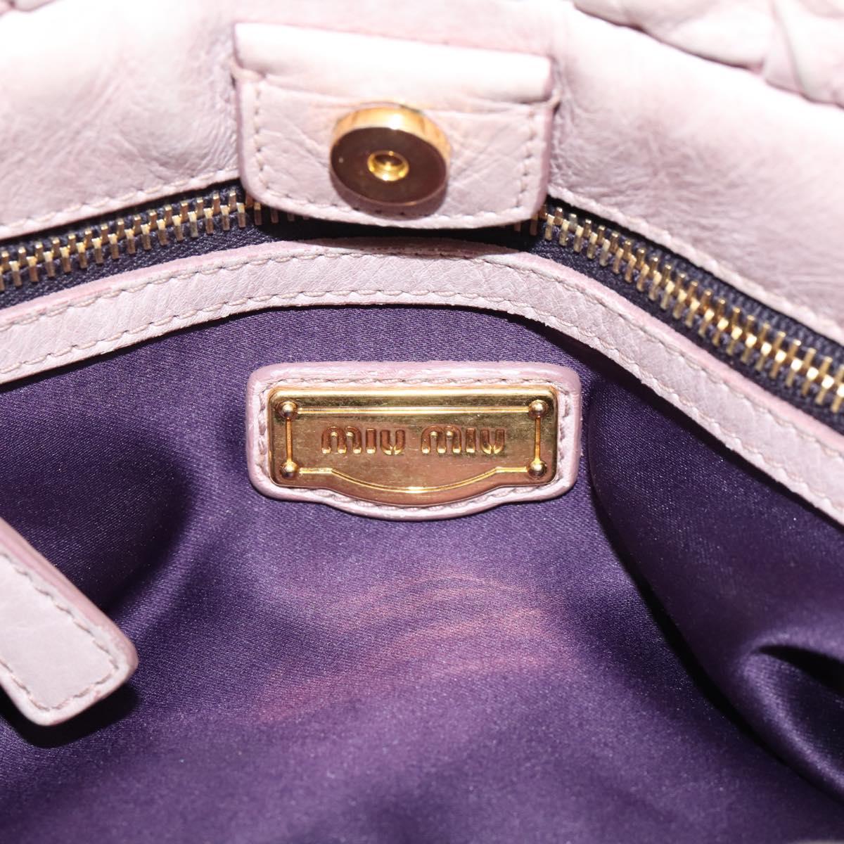 Miu Miu Hand Bag Vitellolux 2way Pink Gold Auth 209875V