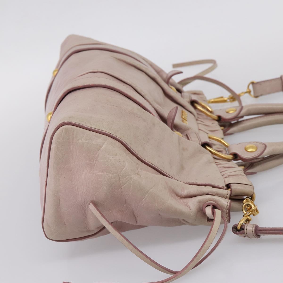 Miu Miu Hand Bag Vitellolux 2way Pink Gold Auth 209875V