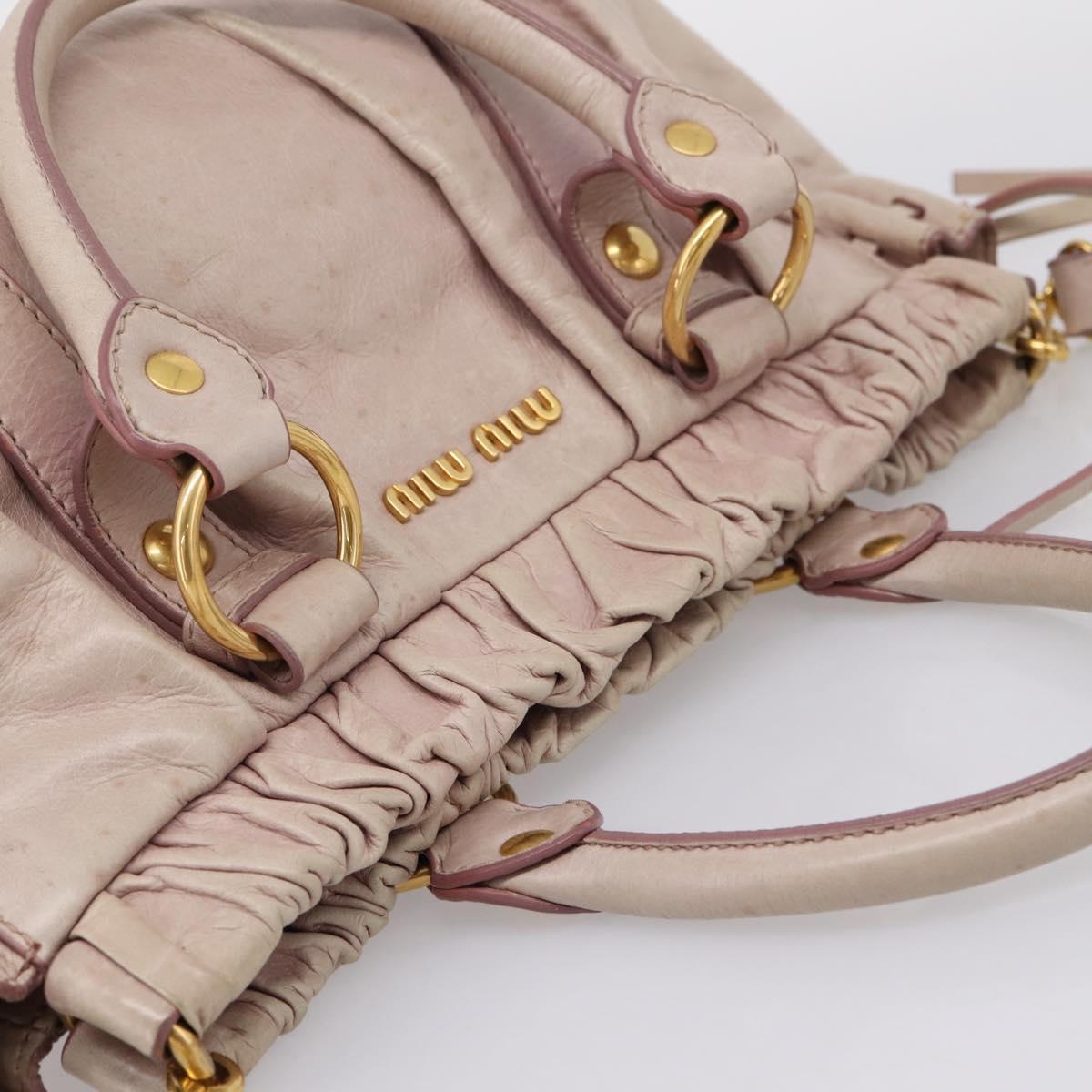 Miu Miu Hand Bag Vitellolux 2way Pink Gold Auth 209875V
