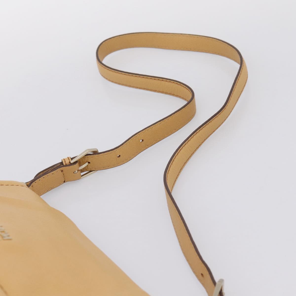 MCM Vicetos Logogram Shoulder Bag Leather Beige Gold Auth 209876A