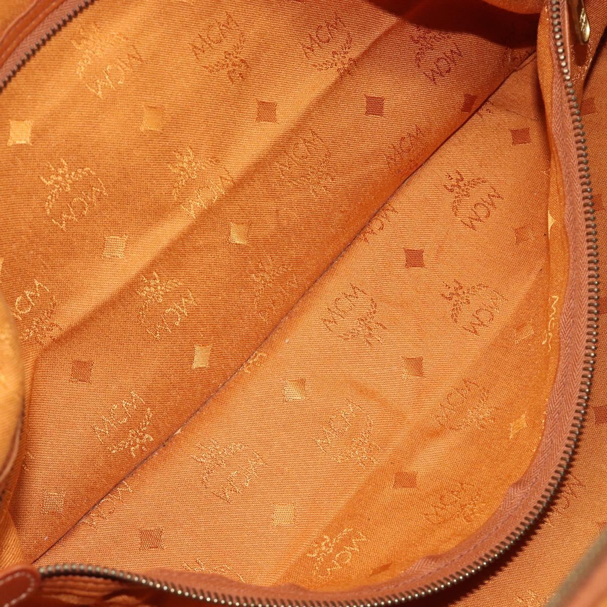 MCM Logogram Vicetos Boston Bag PVC Leather Brown Gold Auth 209877