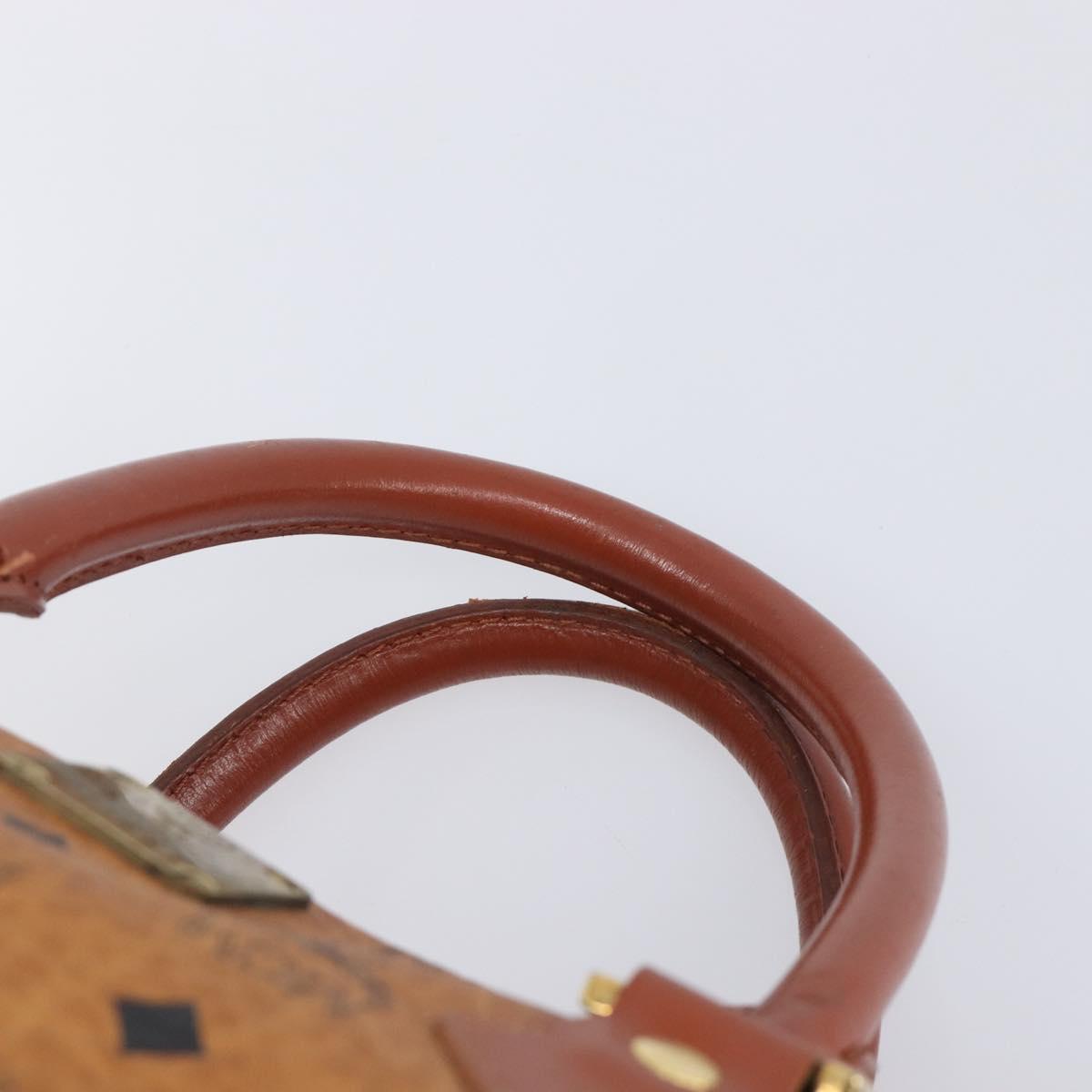 MCM Logogram Vicetos Boston Bag PVC Leather Brown Gold Auth 209877