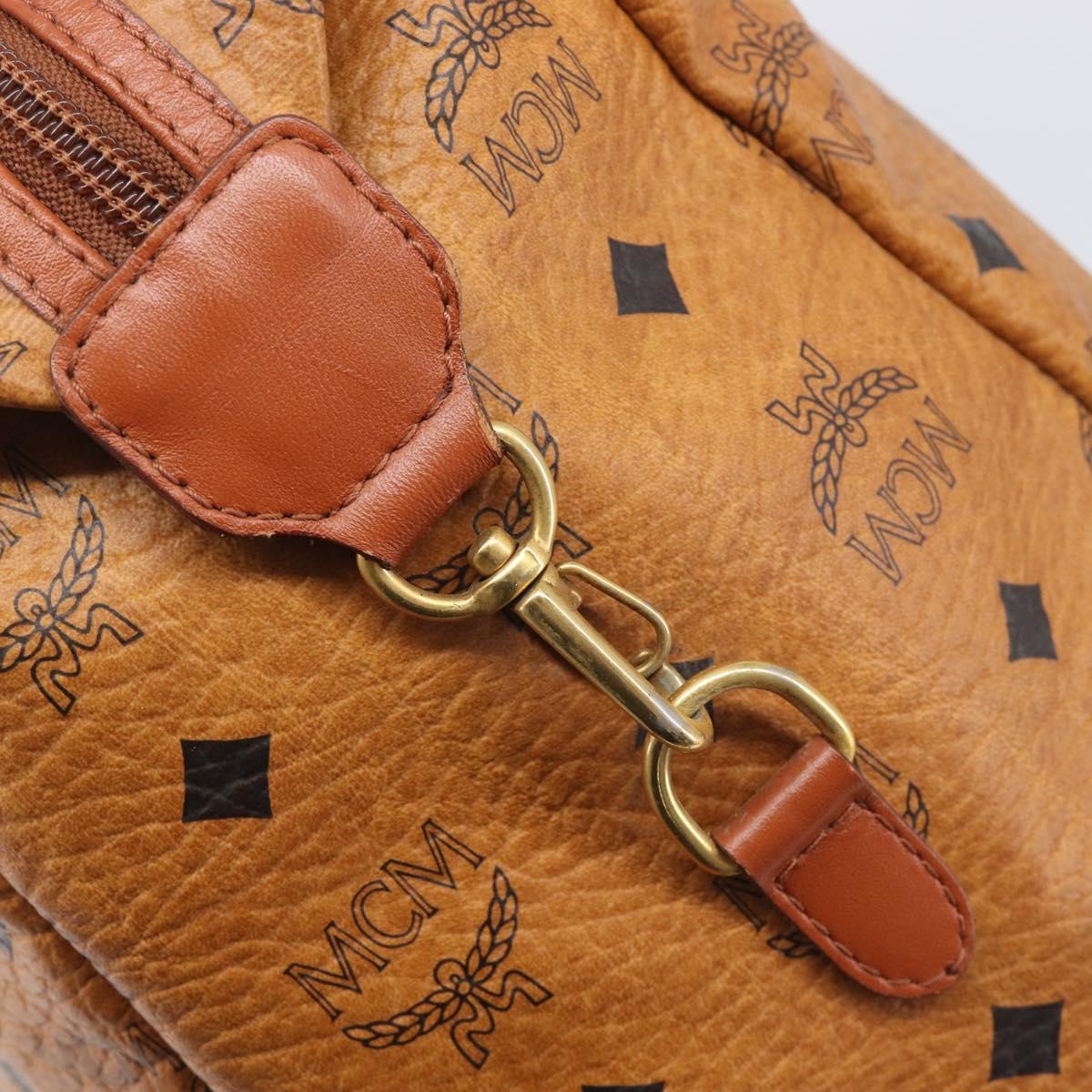 MCM Logogram Vicetos Boston Bag PVC Leather Brown Gold Auth 209878