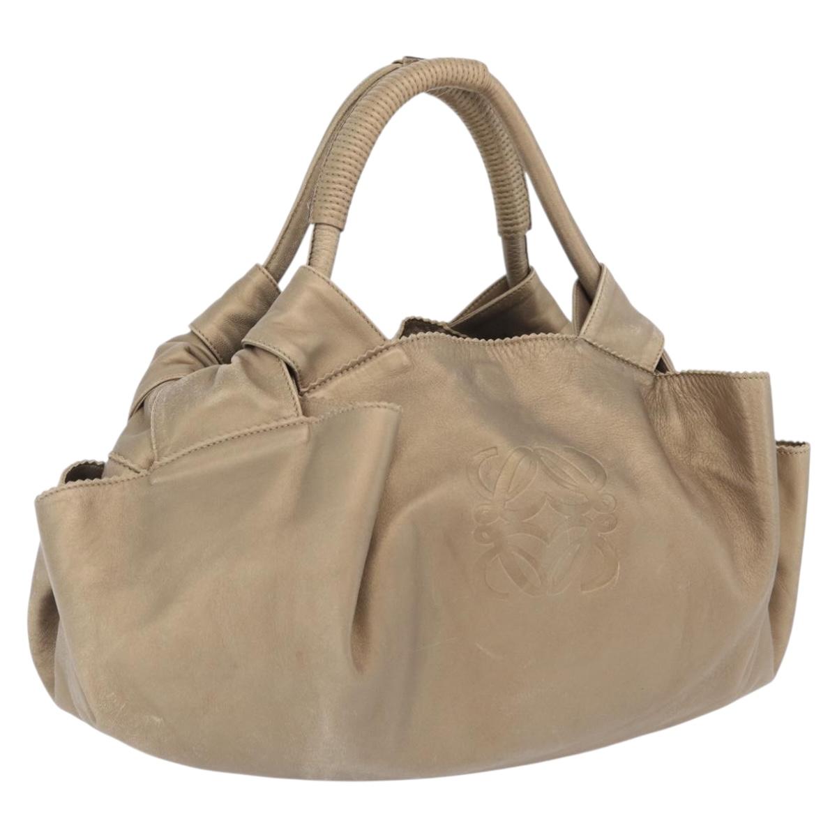 LOEWE Nappa Aire Hand Bag Leather Gold Auth 209882A