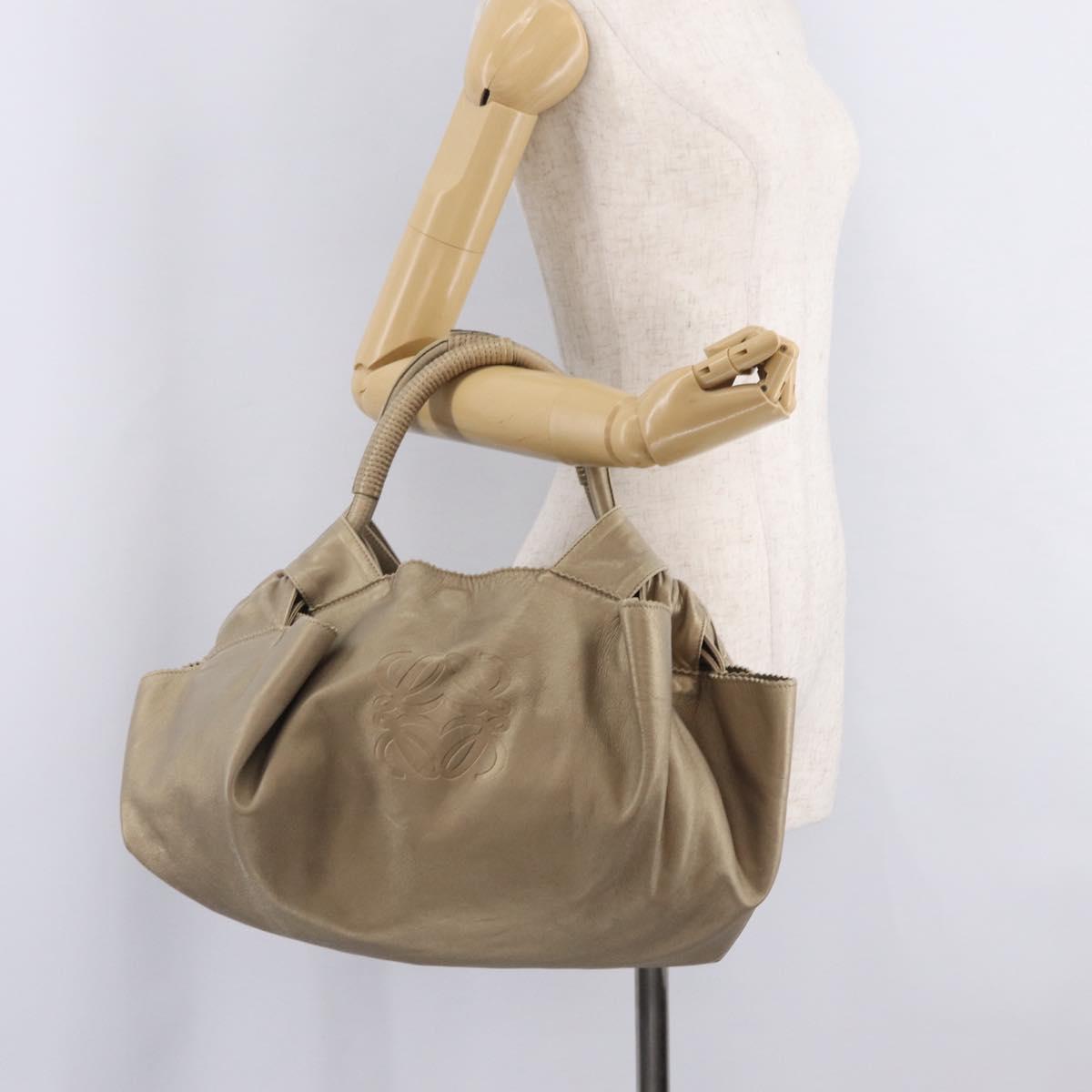 LOEWE Nappa Aire Hand Bag Leather Gold Auth 209882A