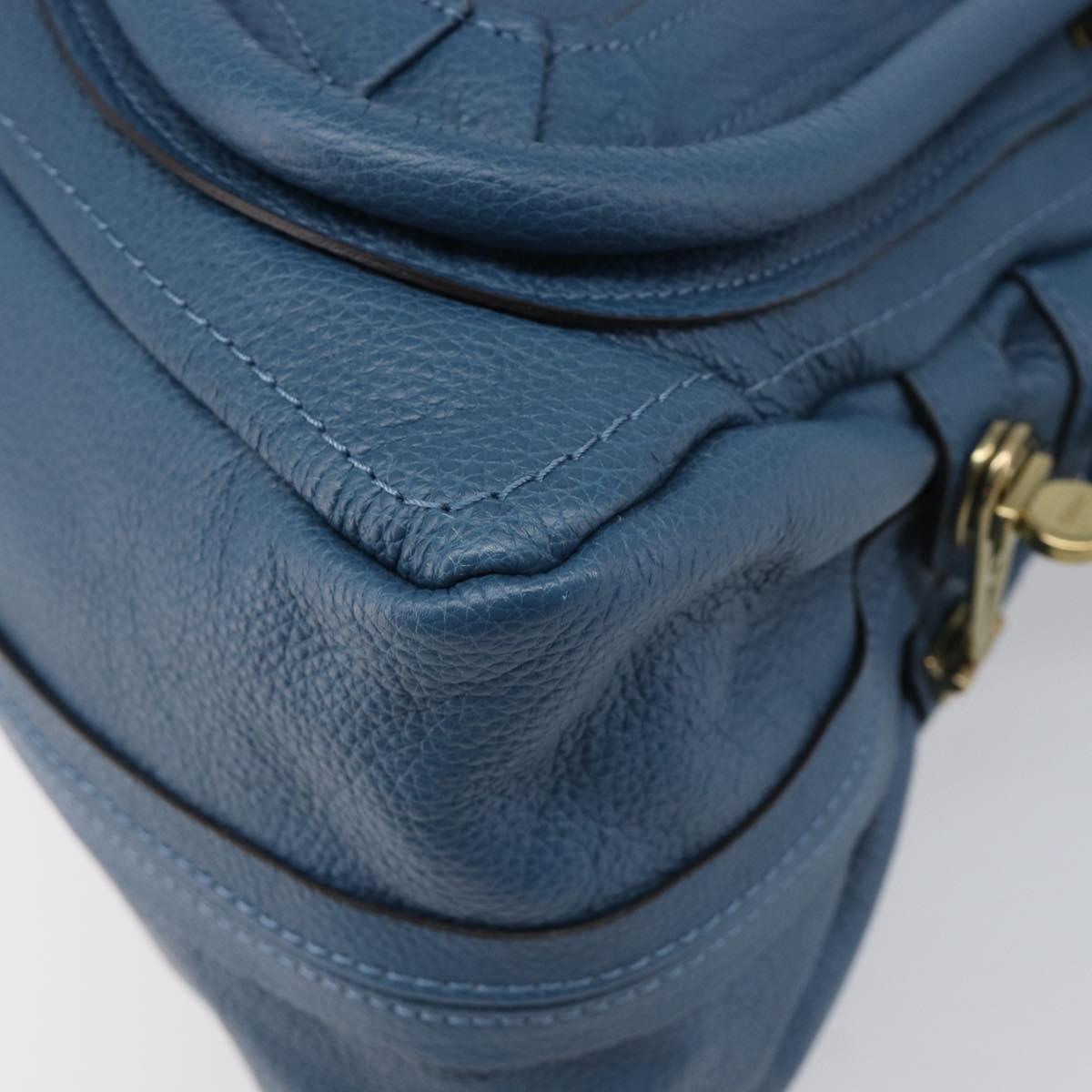 Chloe Paraty Hand Bag Leather 2way Blue Gold Auth 209886V
