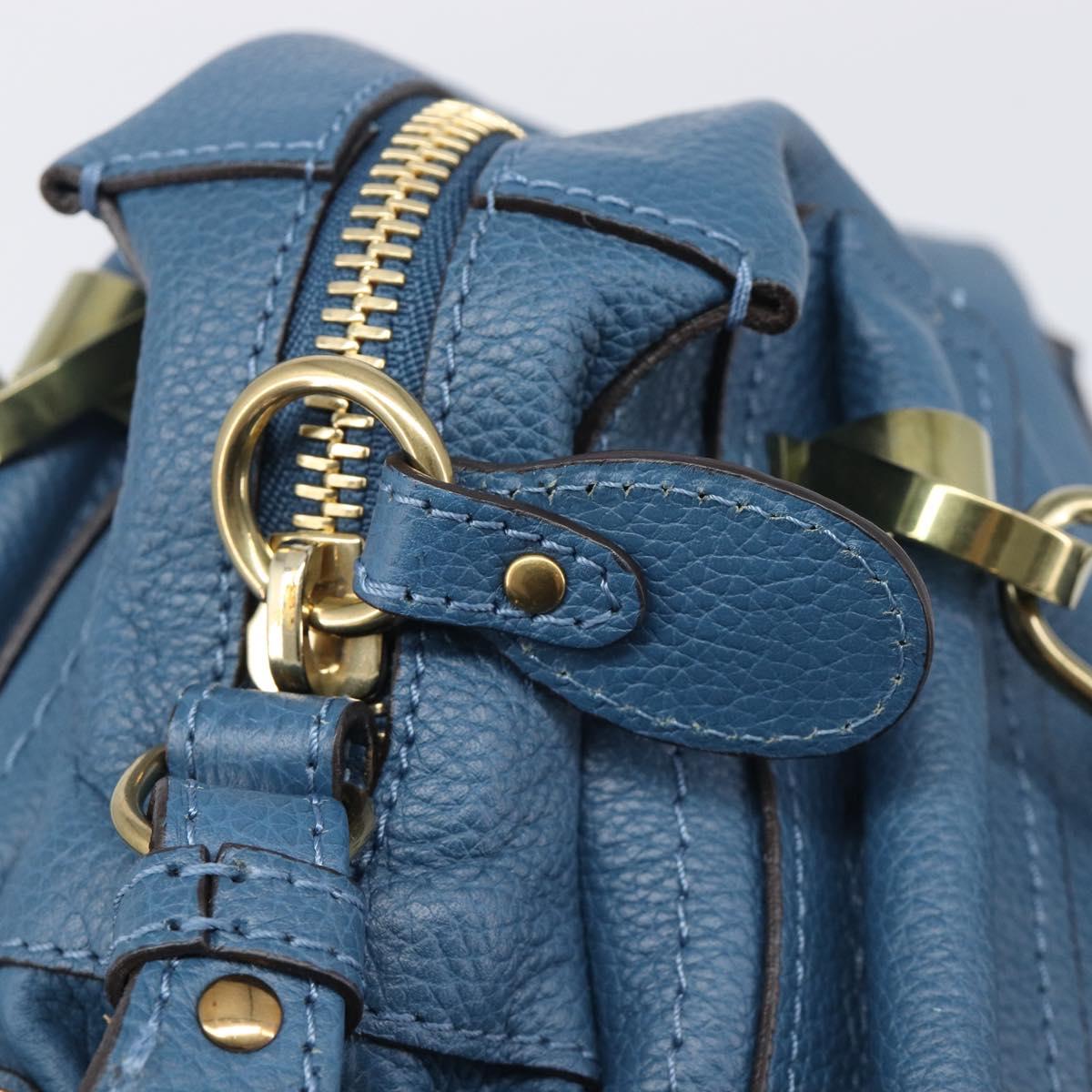 Chloe Paraty Hand Bag Leather 2way Blue Gold Auth 209886V