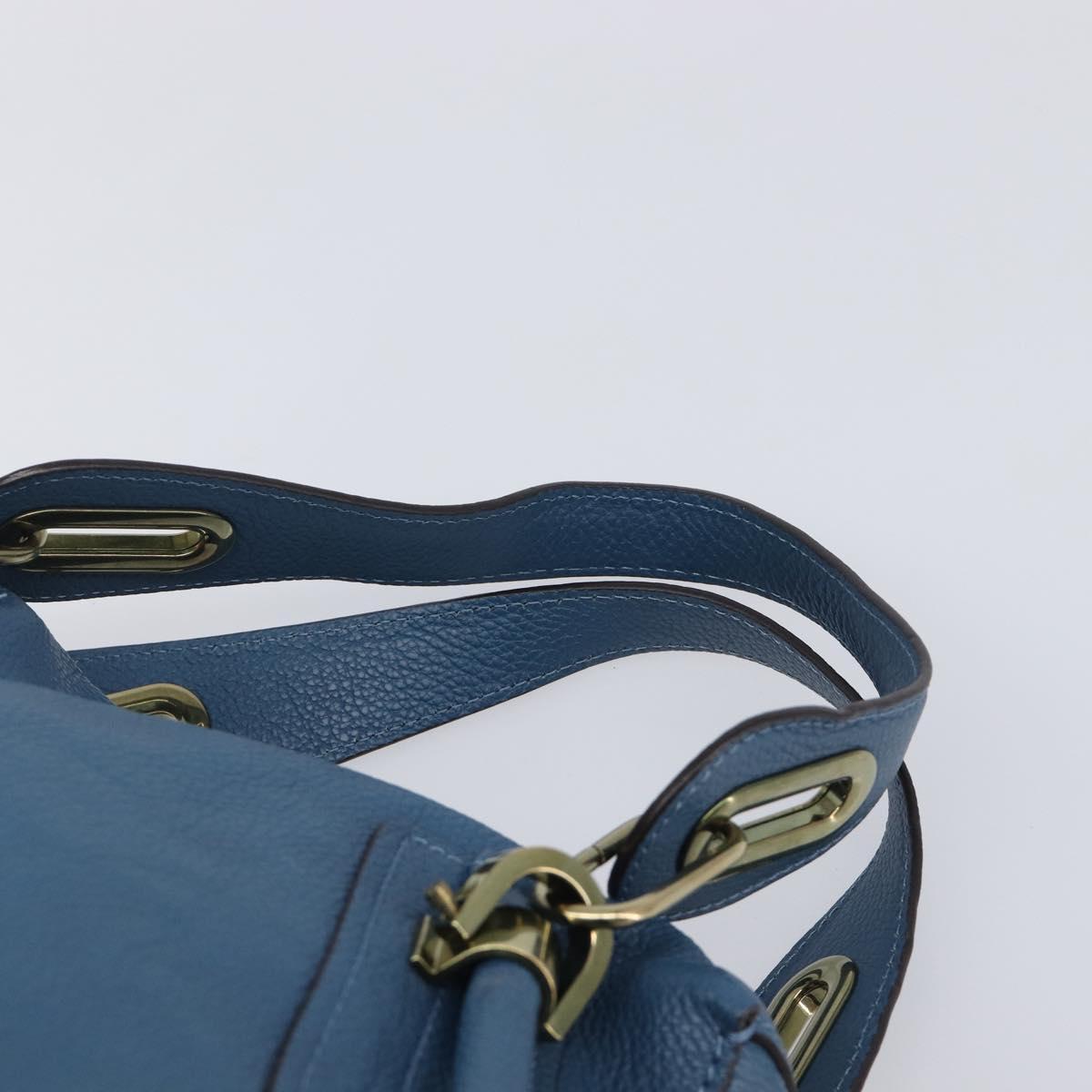 Chloe Paraty Hand Bag Leather 2way Blue Gold Auth 209886V