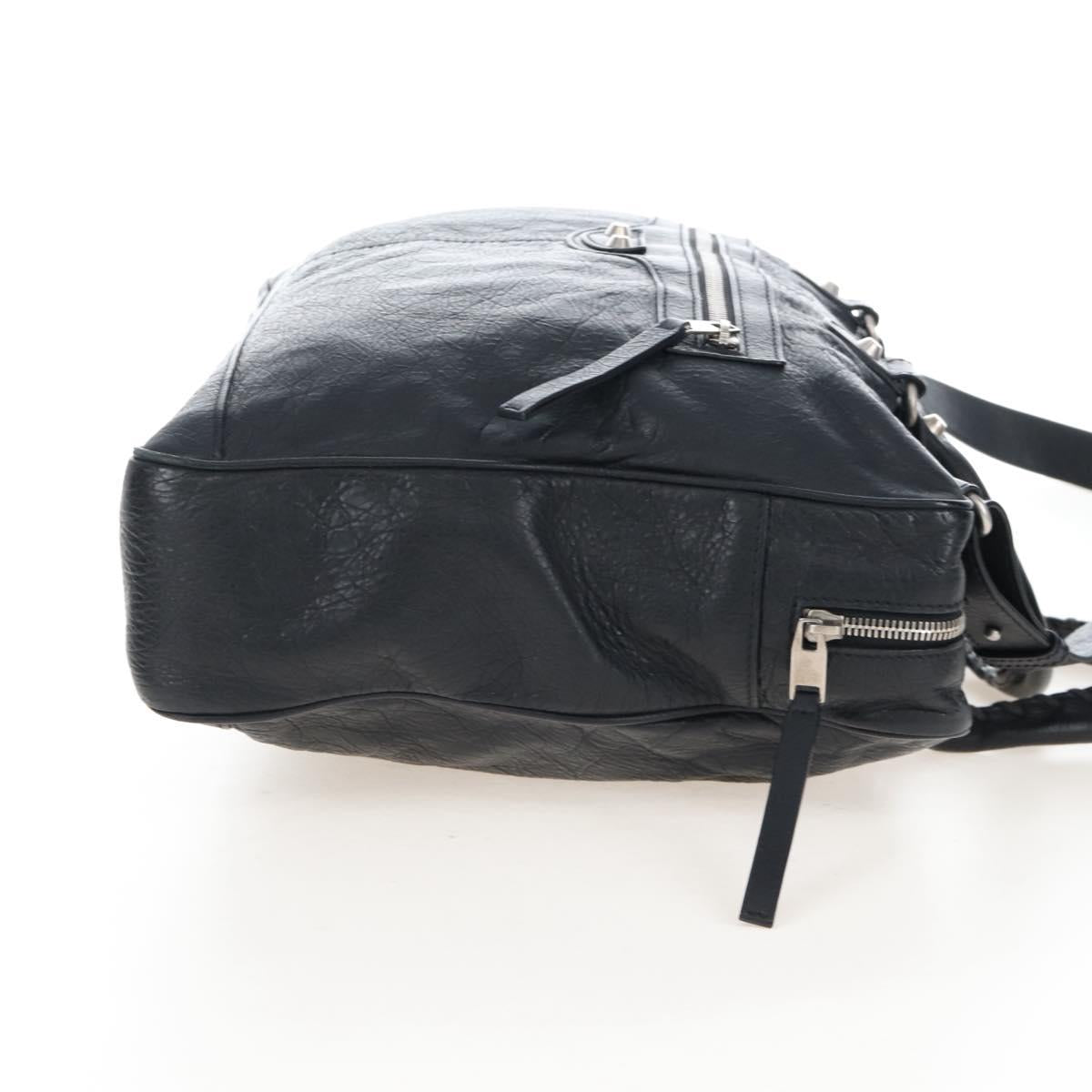 Balenciaga Classic Mini Folder Bag Leather 2way Black Silver 340134 Auth 209887V