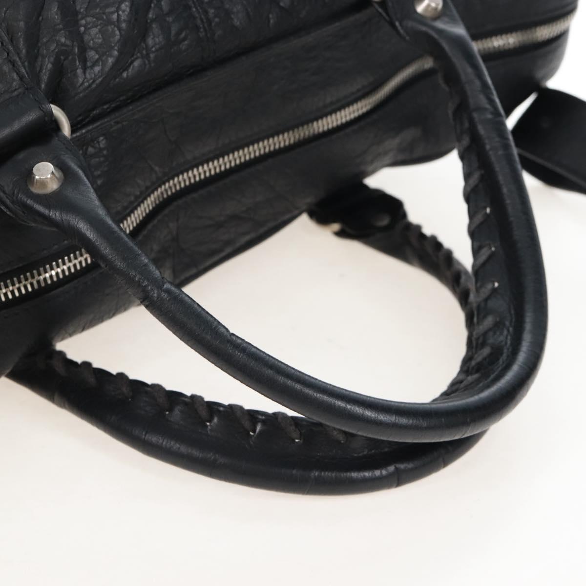 Balenciaga Classic Mini Folder Bag Leather 2way Black Silver 340134 Auth 209887V