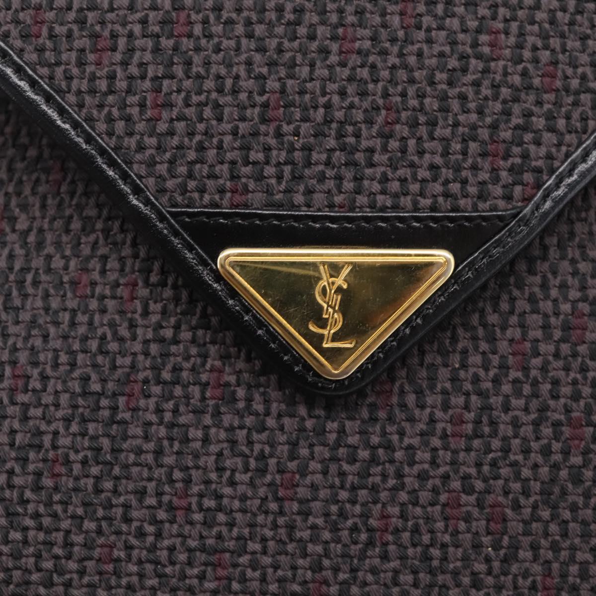 Saint Laurent Shoulder Bag PVC Canvas Gray Gold Auth 209888V