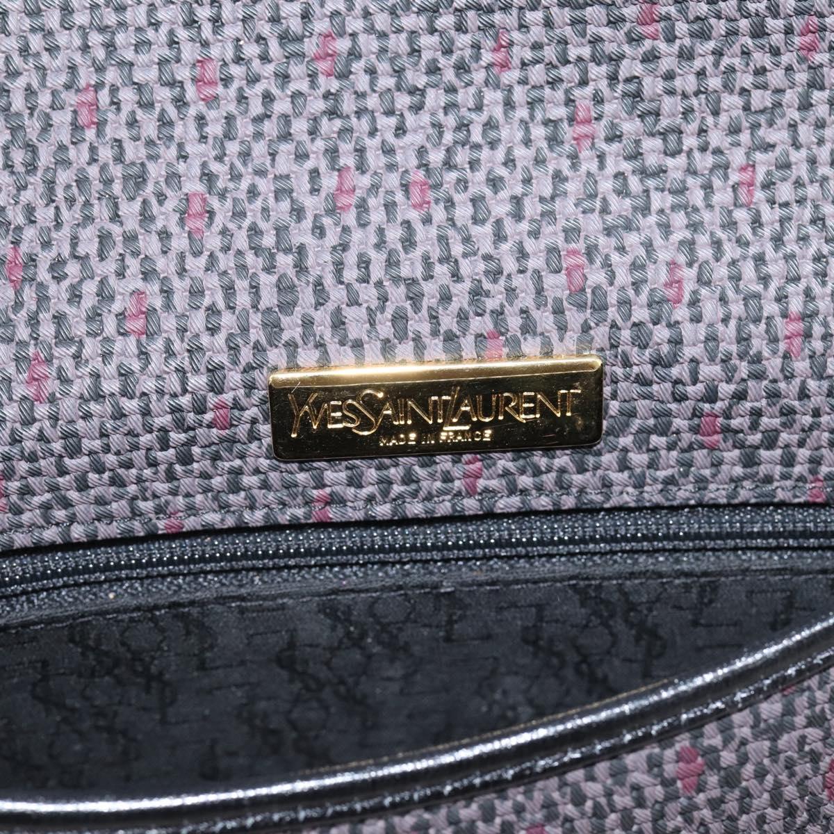 Saint Laurent Shoulder Bag PVC Canvas Gray Gold Auth 209888V