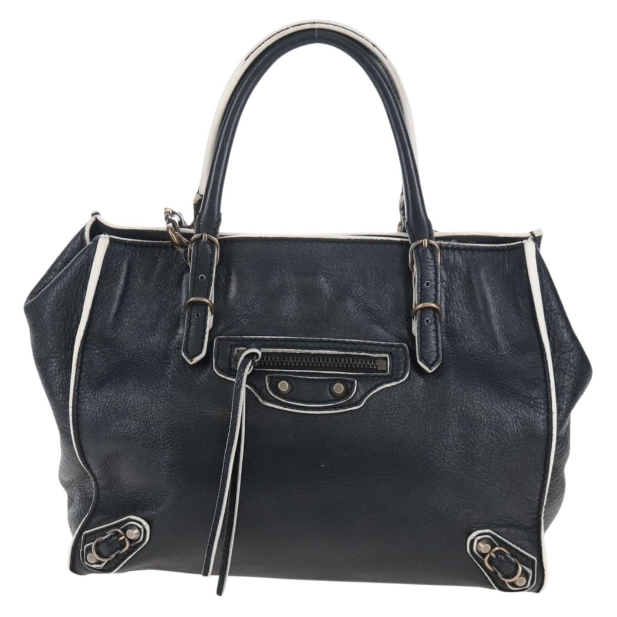 Balenciaga Paper Mini Hand Bag Leather 2way Black Gold 305582 Auth 209893V