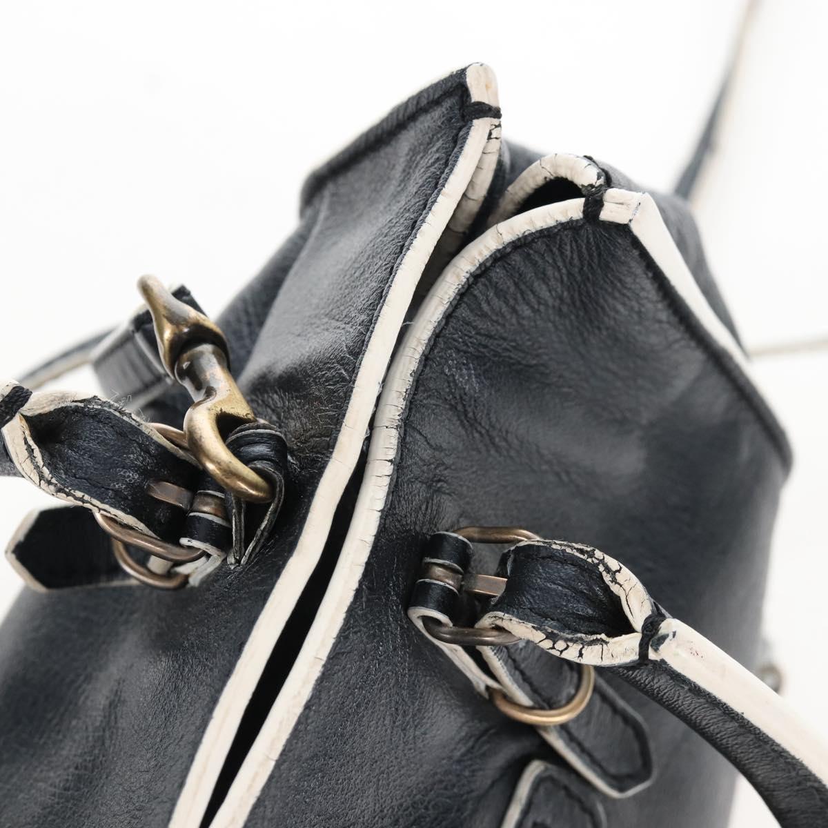 Balenciaga Paper Mini Hand Bag Leather 2way Black Gold 305582 Auth 209893V