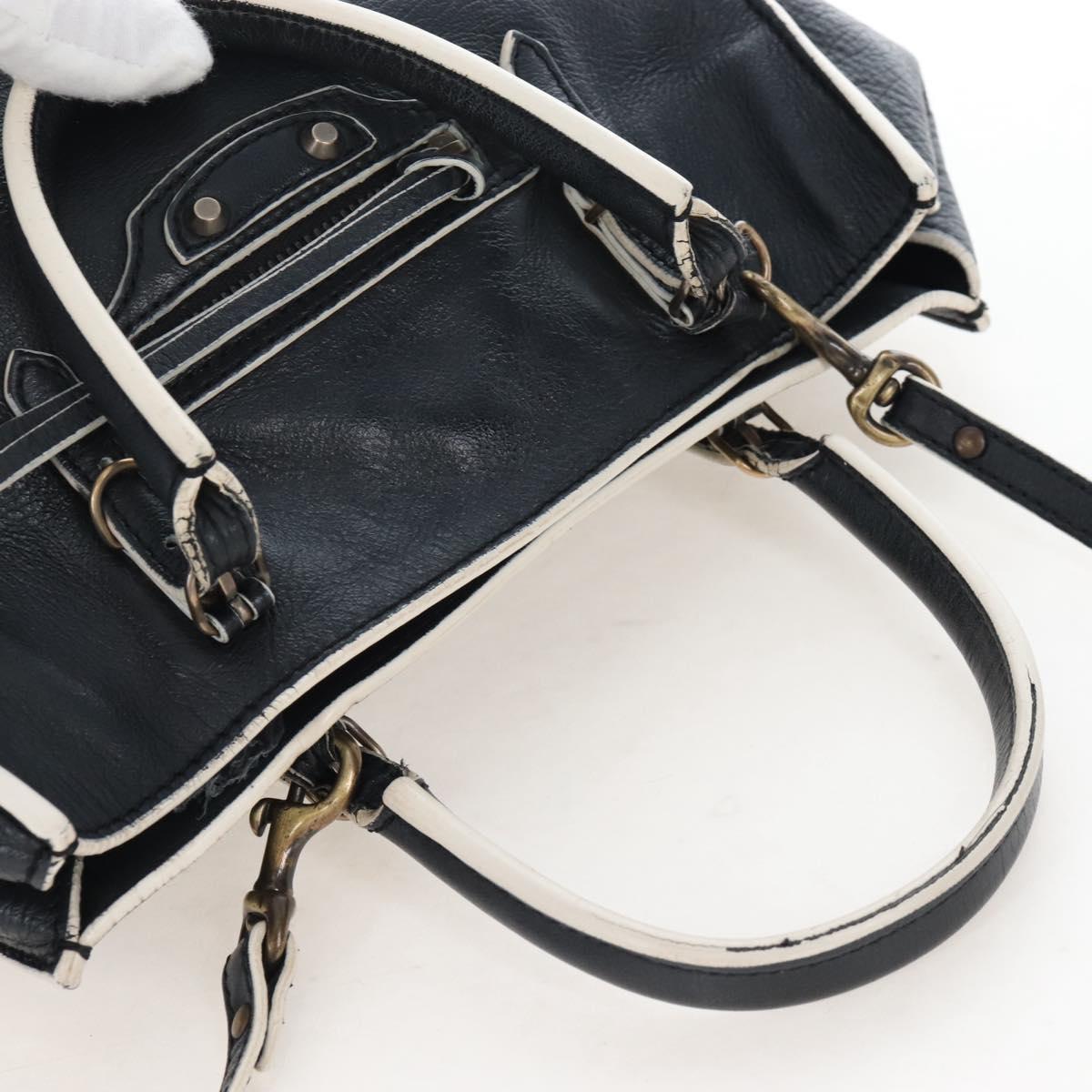 Balenciaga Paper Mini Hand Bag Leather 2way Black Gold 305582 Auth 209893V