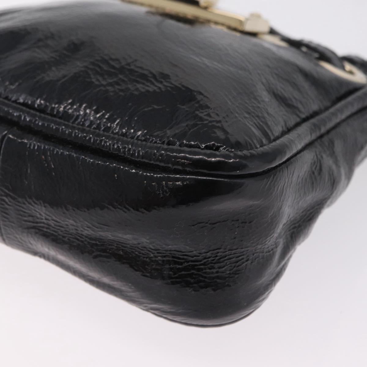Jimmy Choo Shoulder Bag Patent Leather Black Gold Auth 209896A