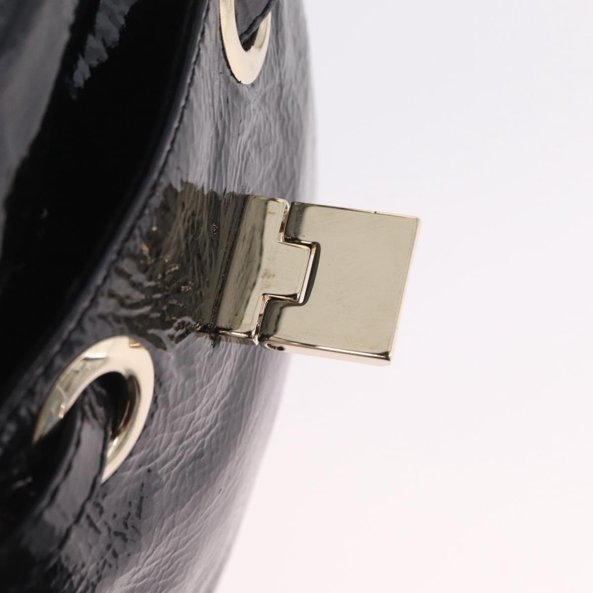 Jimmy Choo Shoulder Bag Patent Leather Black Gold Auth 209896A