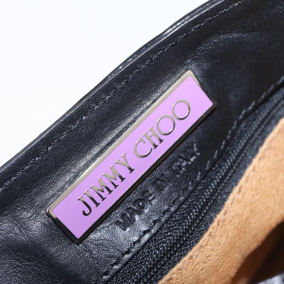 Jimmy Choo Shoulder Bag Patent Leather Black Gold Auth 209896A