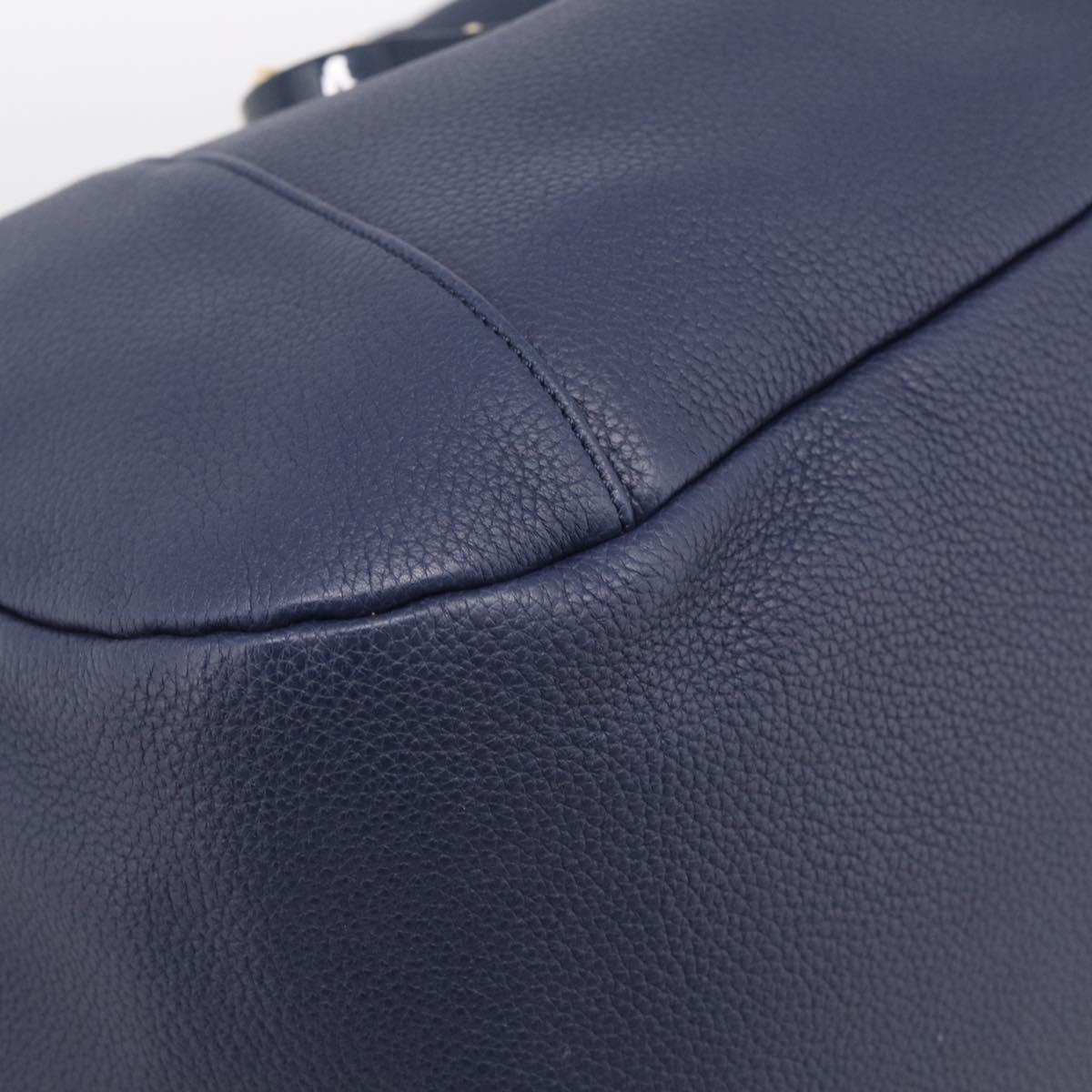 LOEWE Karie Shoulder Bag Leather Navy Gold Auth 209899V