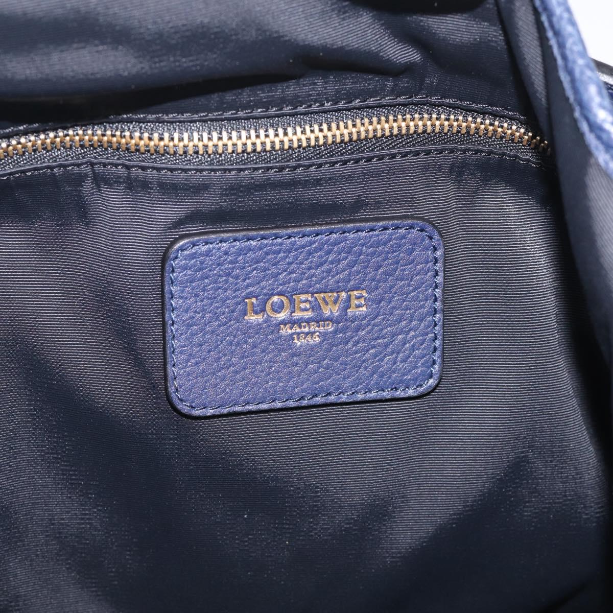 LOEWE Karie Shoulder Bag Leather Navy Gold Auth 209899V