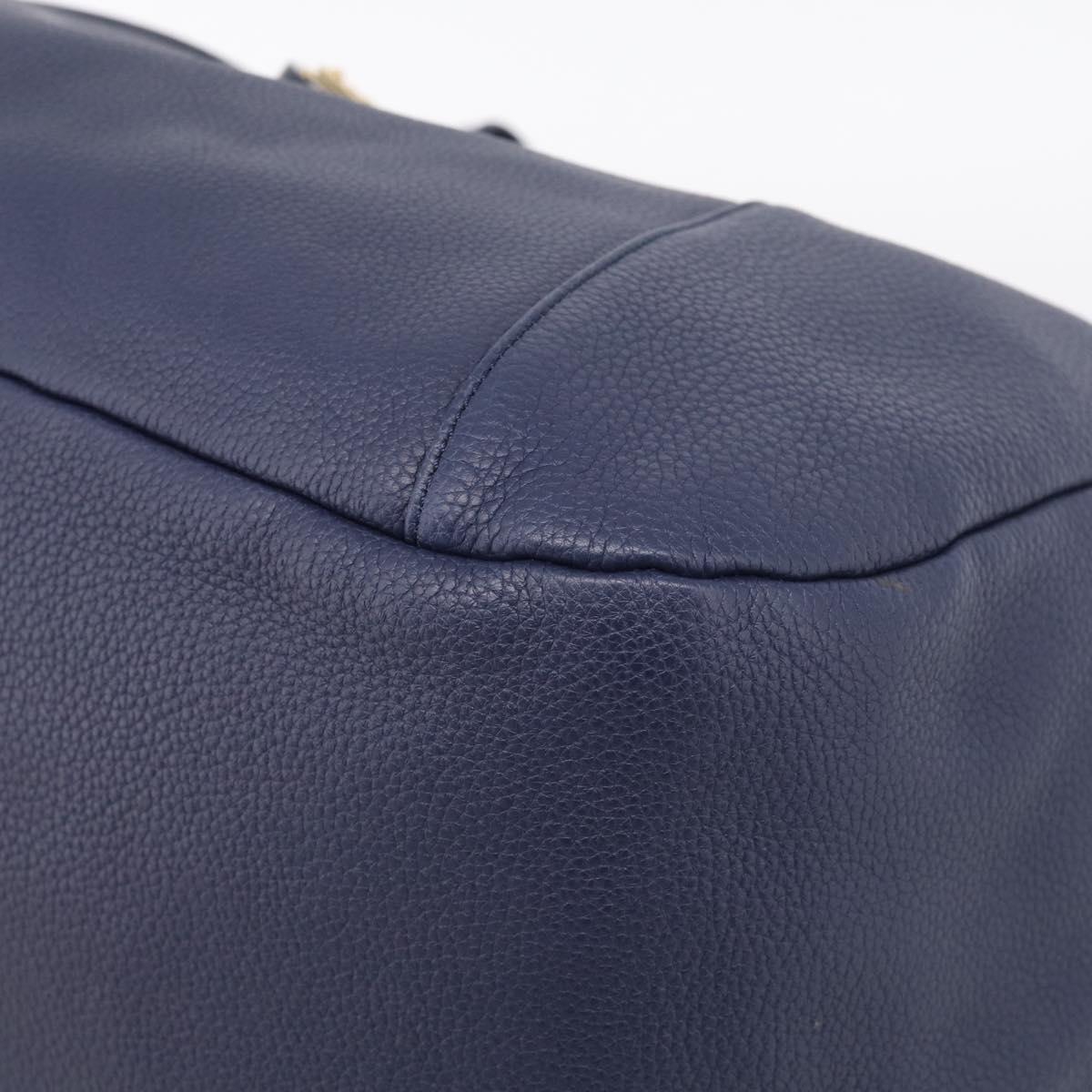 LOEWE Karie Shoulder Bag Leather Navy Gold Auth 209899V