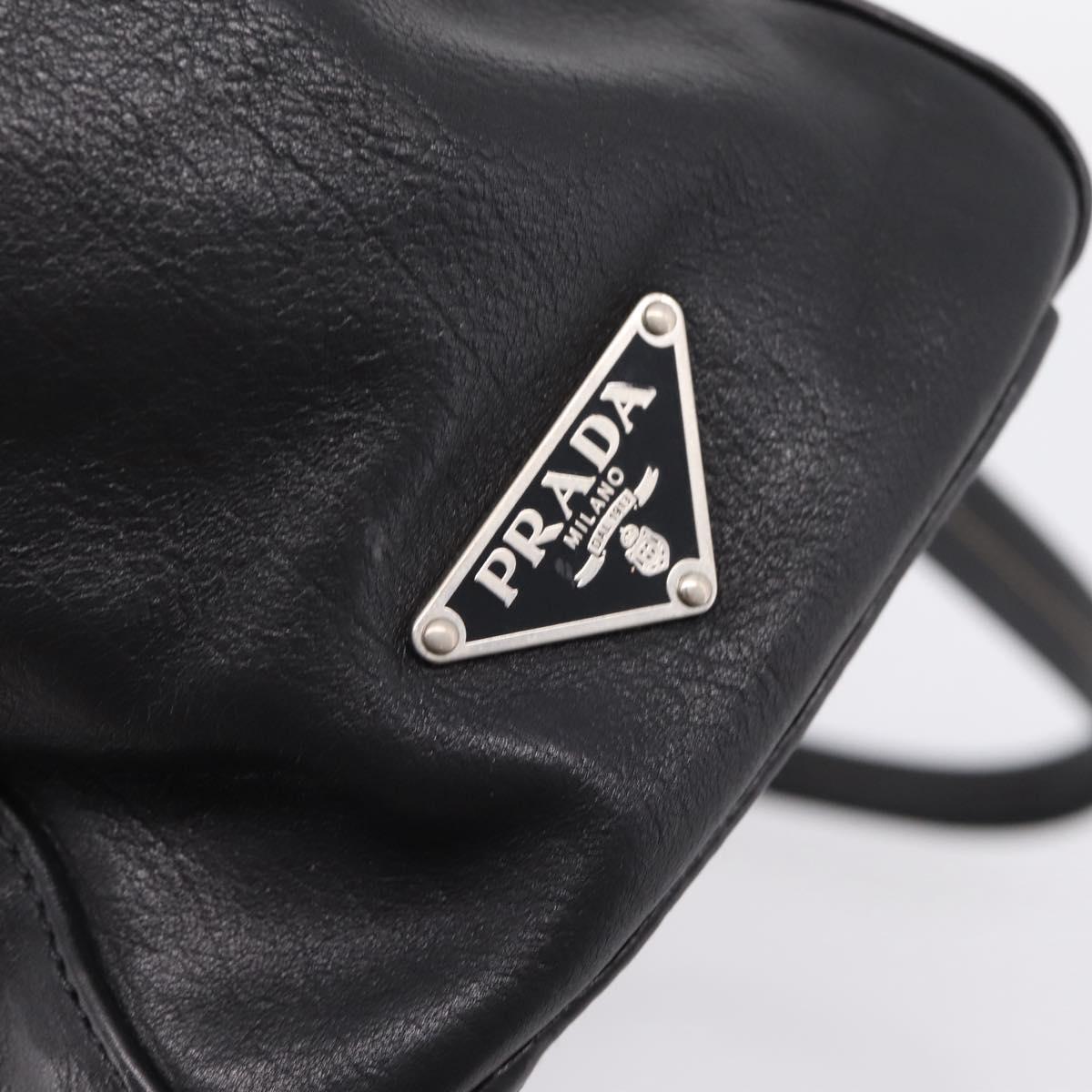 PRADA Shoulder Bag Leather Black Silver Auth 209900V
