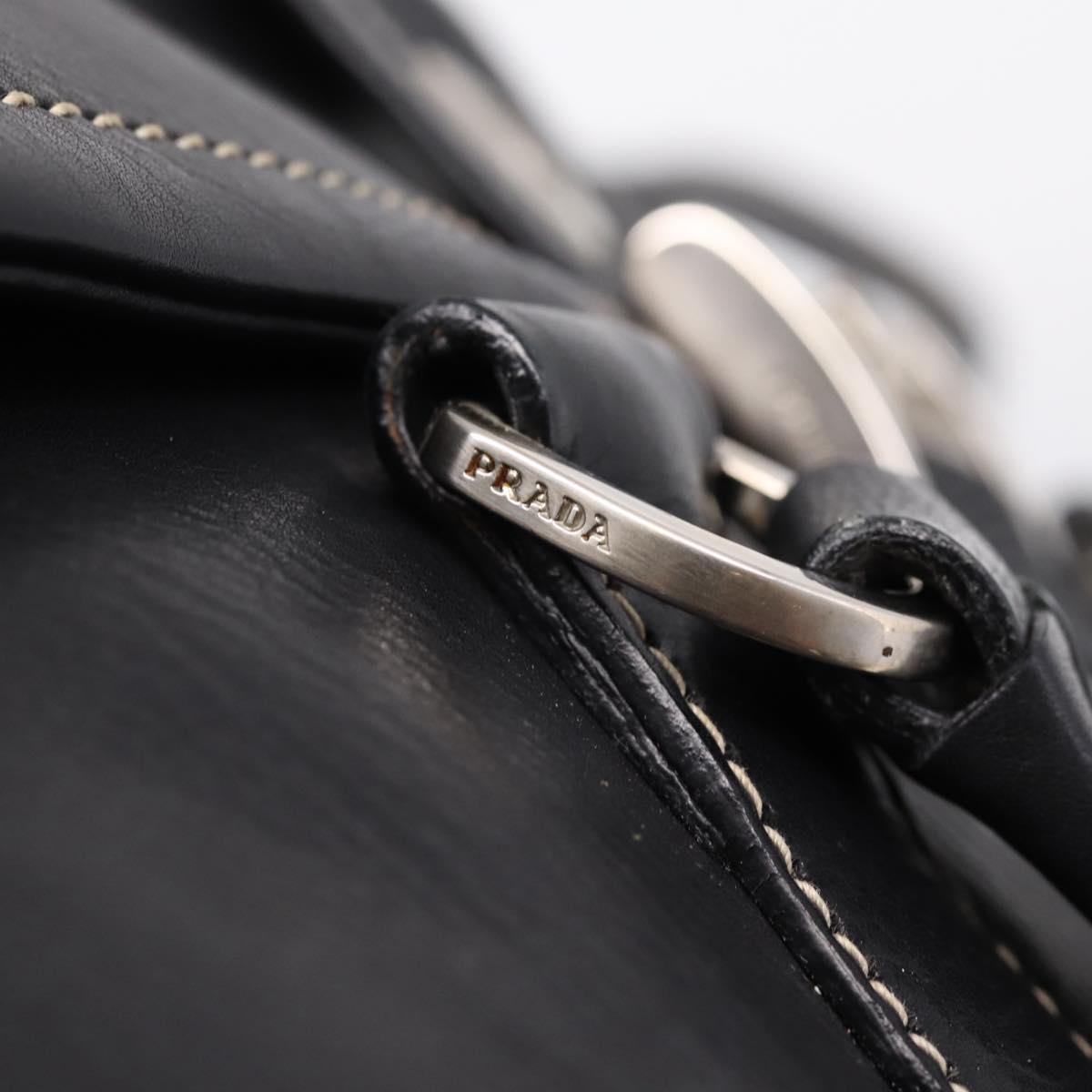 PRADA Shoulder Bag Leather Black Silver Auth 209900V