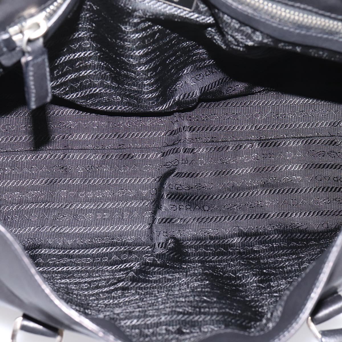 PRADA Shoulder Bag Leather Black Silver Auth 209900V