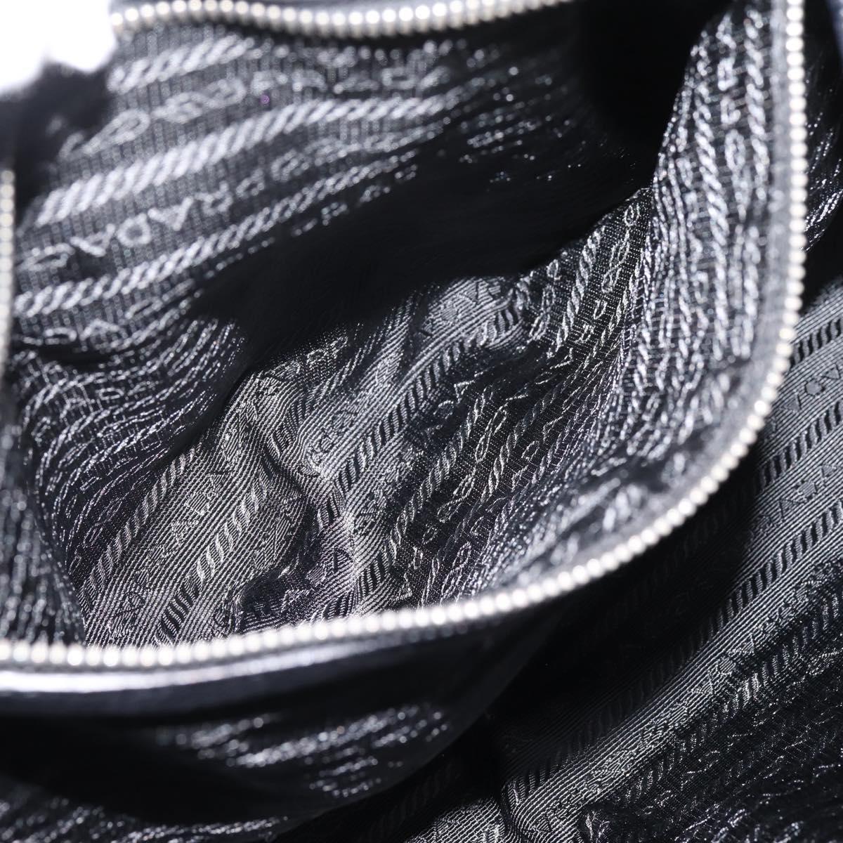 PRADA Shoulder Bag Leather Black Silver Auth 209900V