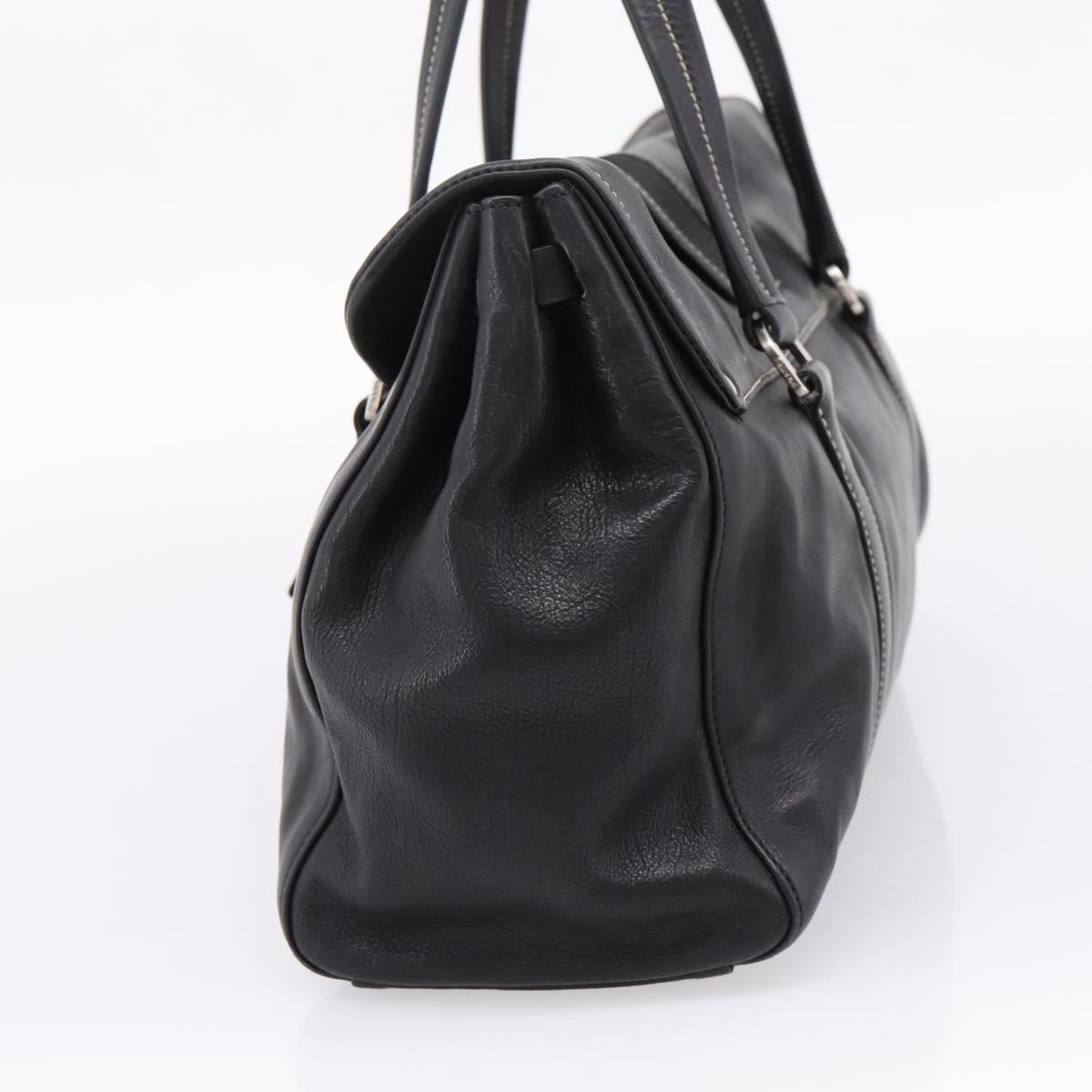 PRADA Shoulder Bag Leather Black Silver Auth 209900V