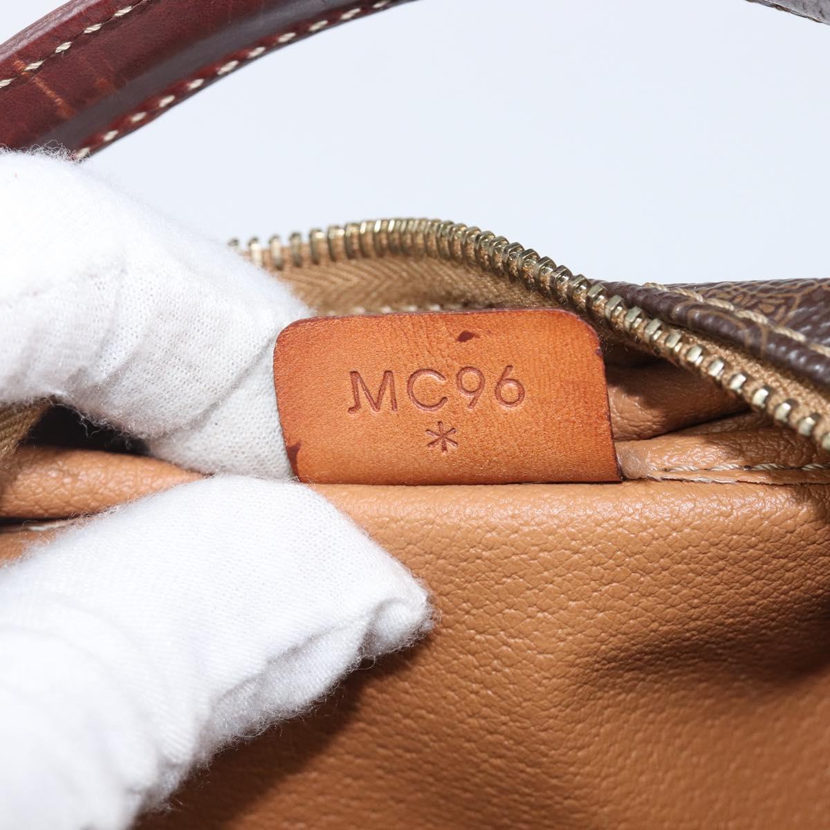 CELINE Macadam Canvas Vanity Cosmetic Pouch PVC Leather Brown Gold Auth 209901