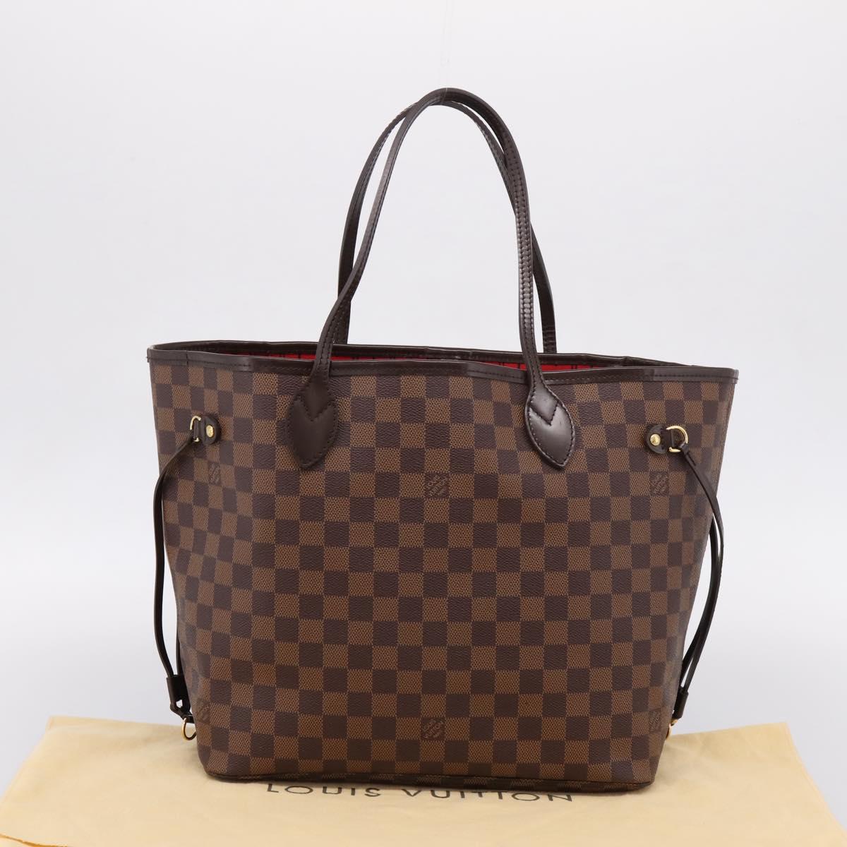 LOUIS VUITTON Damier Ebene Neverfull MM Tote Bag N51105 LV Auth 209908V