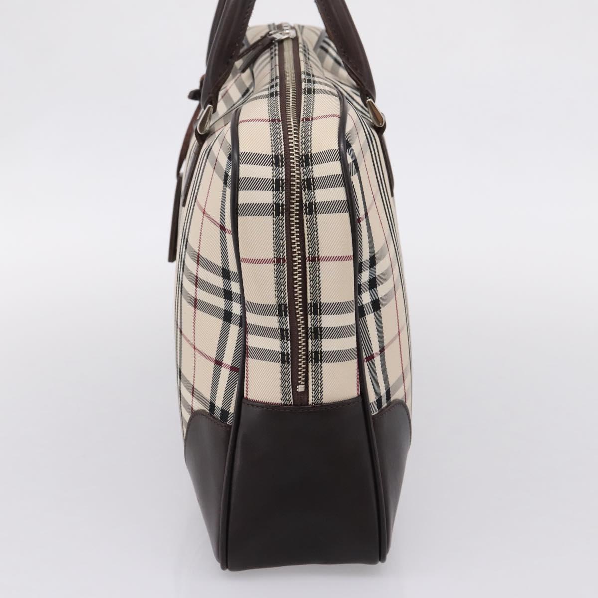 BURBRRRY Nova Check Boston Bag Nylon Beige Silver Auth 209909V