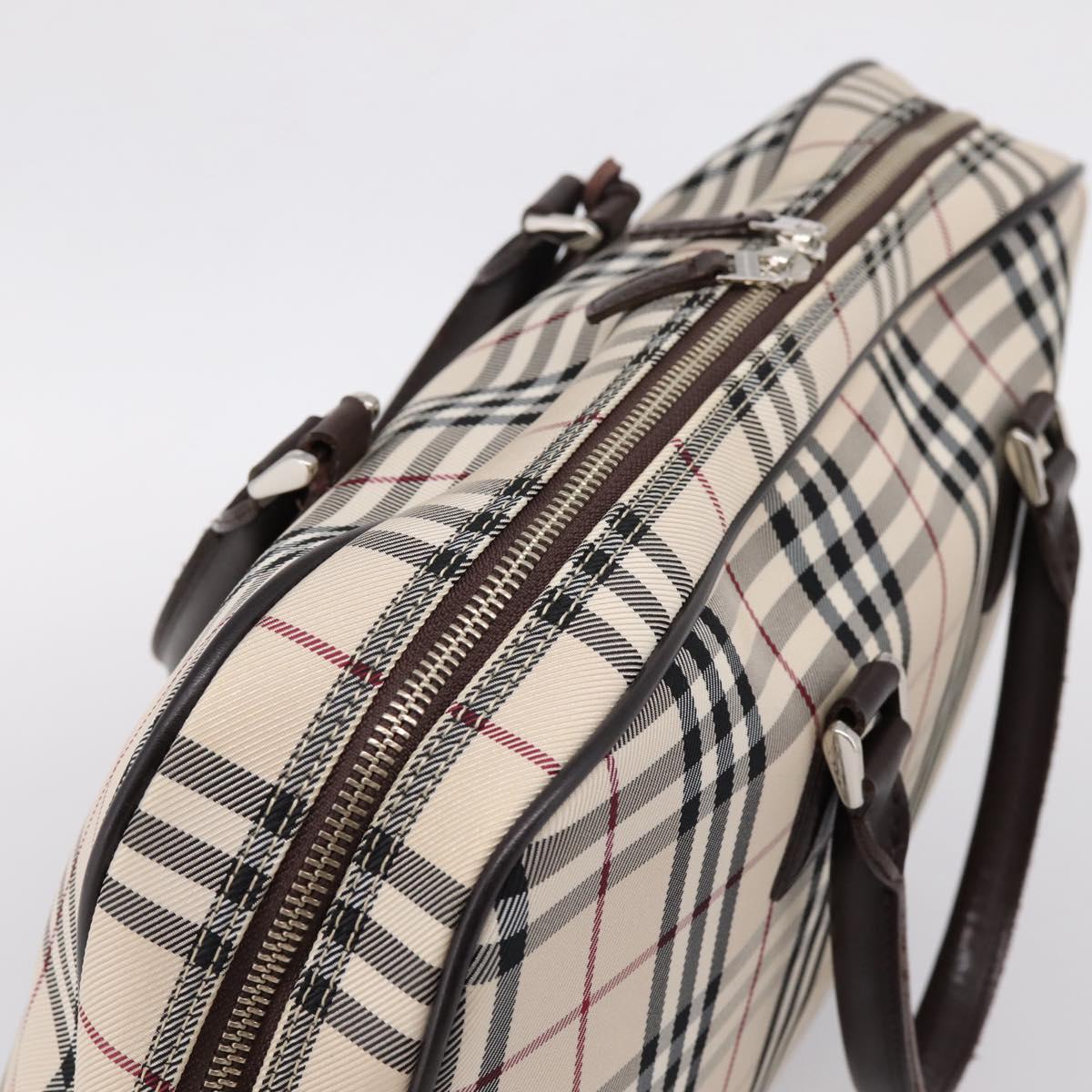 BURBRRRY Nova Check Boston Bag Nylon Beige Silver Auth 209909V