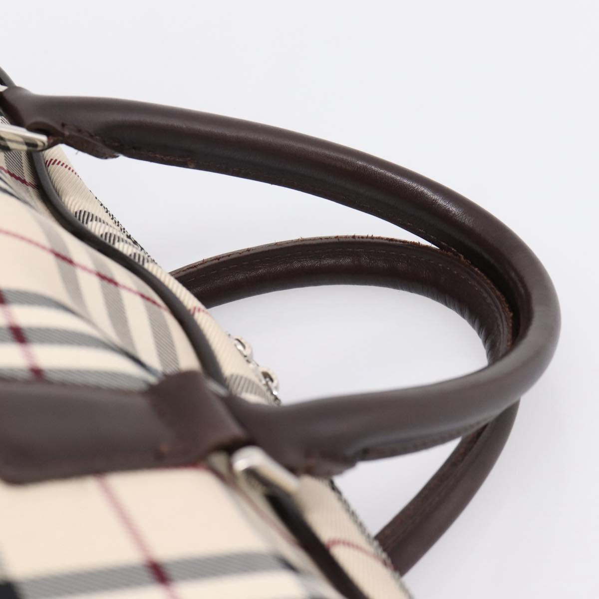 BURBRRRY Nova Check Boston Bag Nylon Beige Silver Auth 209909V