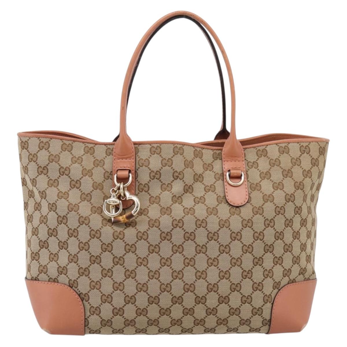 GUCCI GG Canvas Tote Bag Beige Gold 269956 Auth 209910