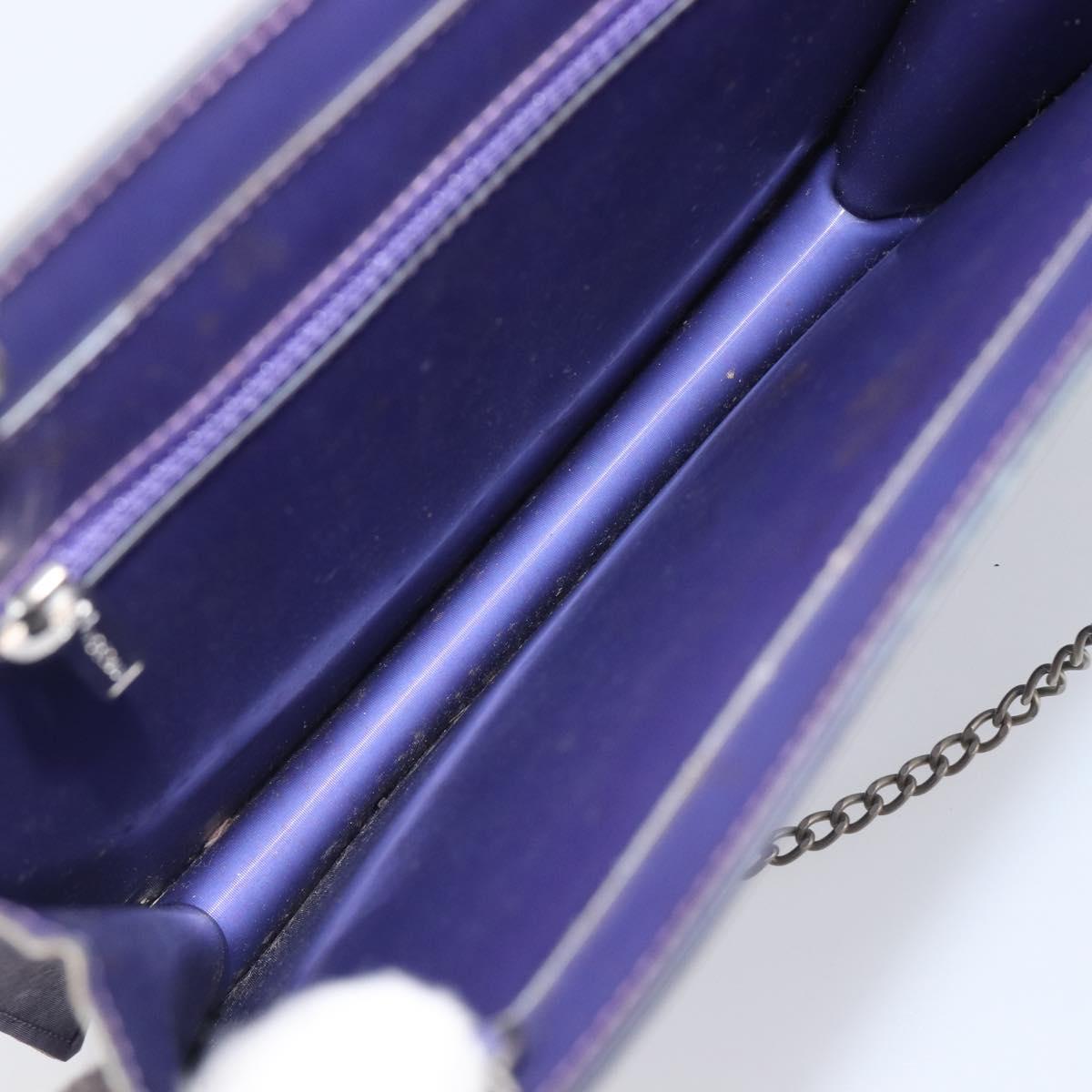 CHANEL hologram Chain Shoulder Bag Vinyl Purple Silver CC Auth 209911V