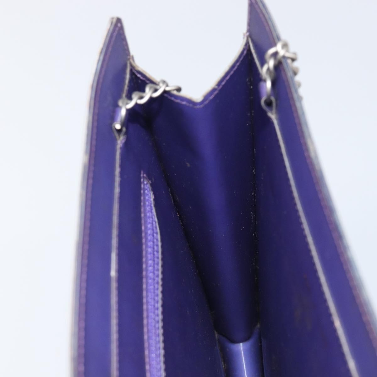 CHANEL hologram Chain Shoulder Bag Vinyl Purple Silver CC Auth 209911V