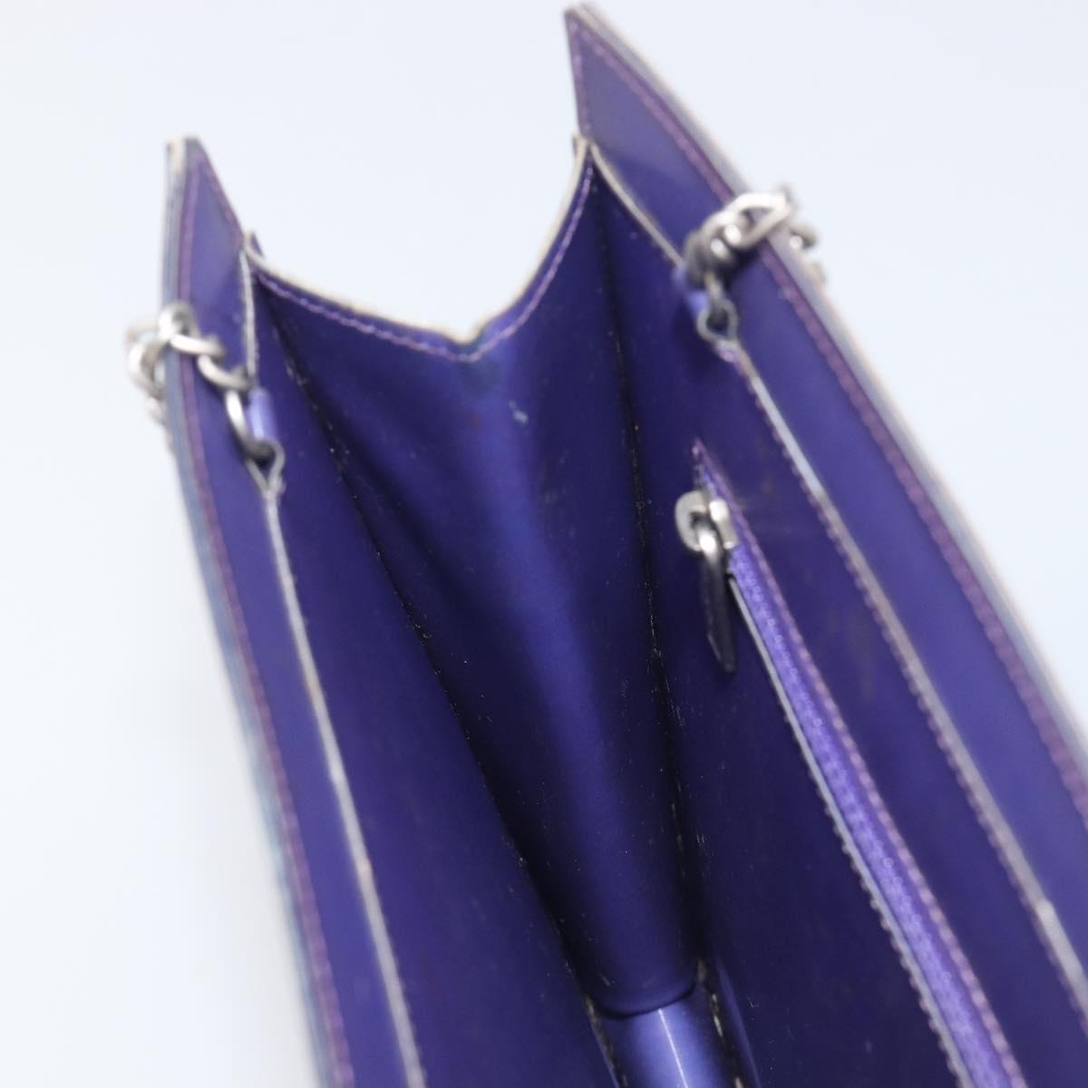 CHANEL hologram Chain Shoulder Bag Vinyl Purple Silver CC Auth 209911V