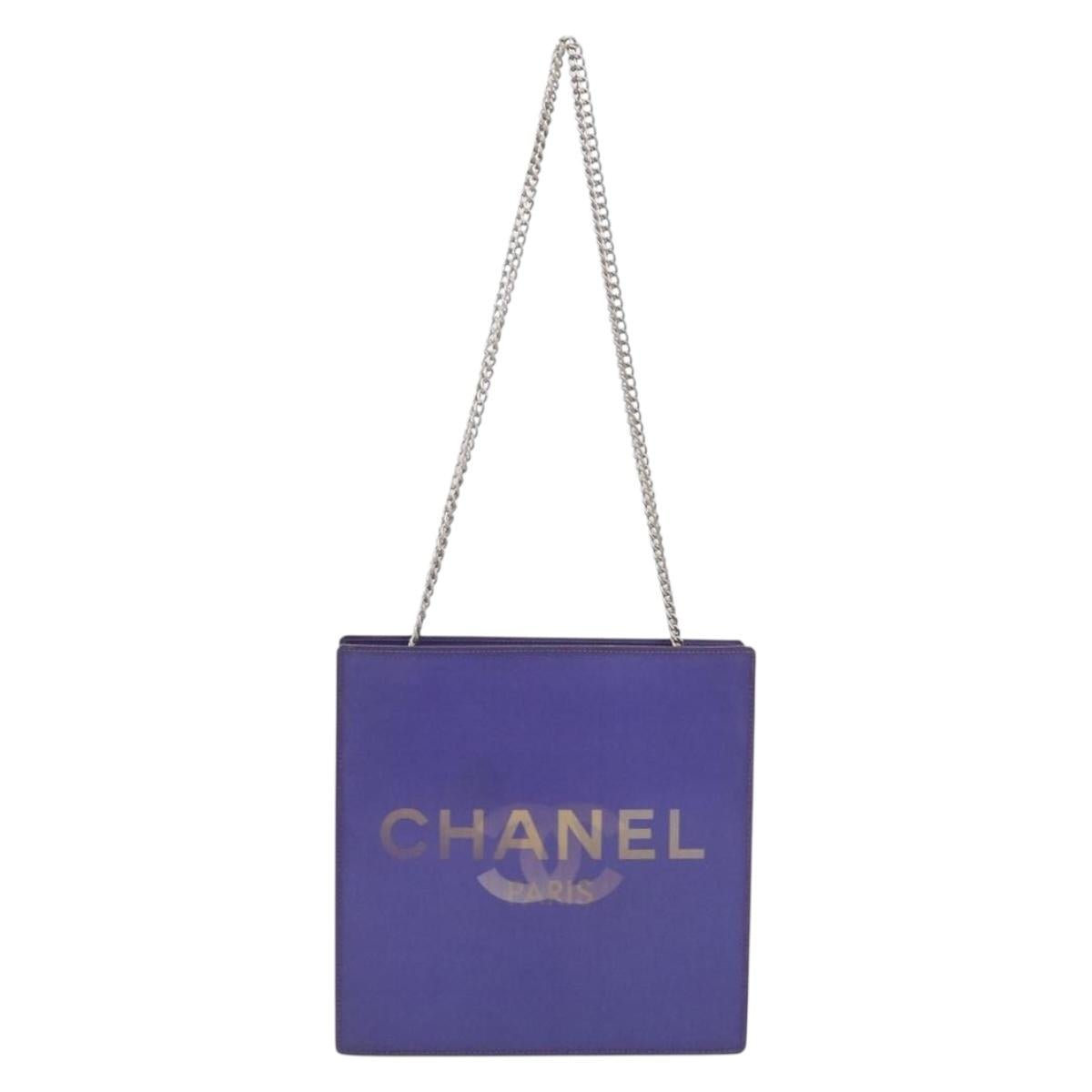 CHANEL hologram Chain Shoulder Bag Vinyl Purple Silver CC Auth 209911V