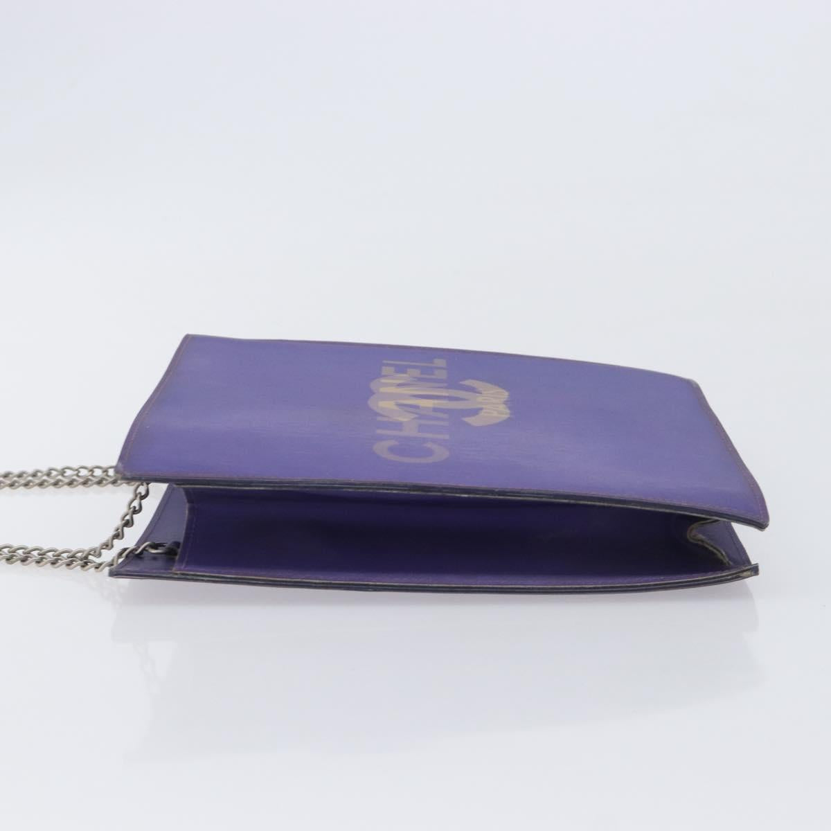 CHANEL hologram Chain Shoulder Bag Vinyl Purple Silver CC Auth 209911V