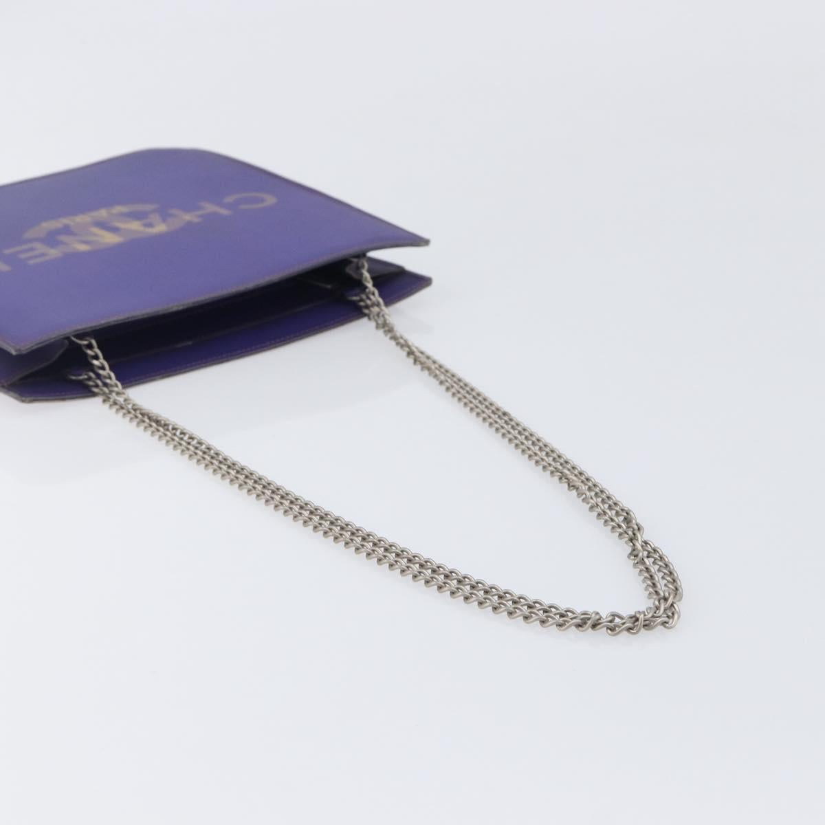 CHANEL hologram Chain Shoulder Bag Vinyl Purple Silver CC Auth 209911V